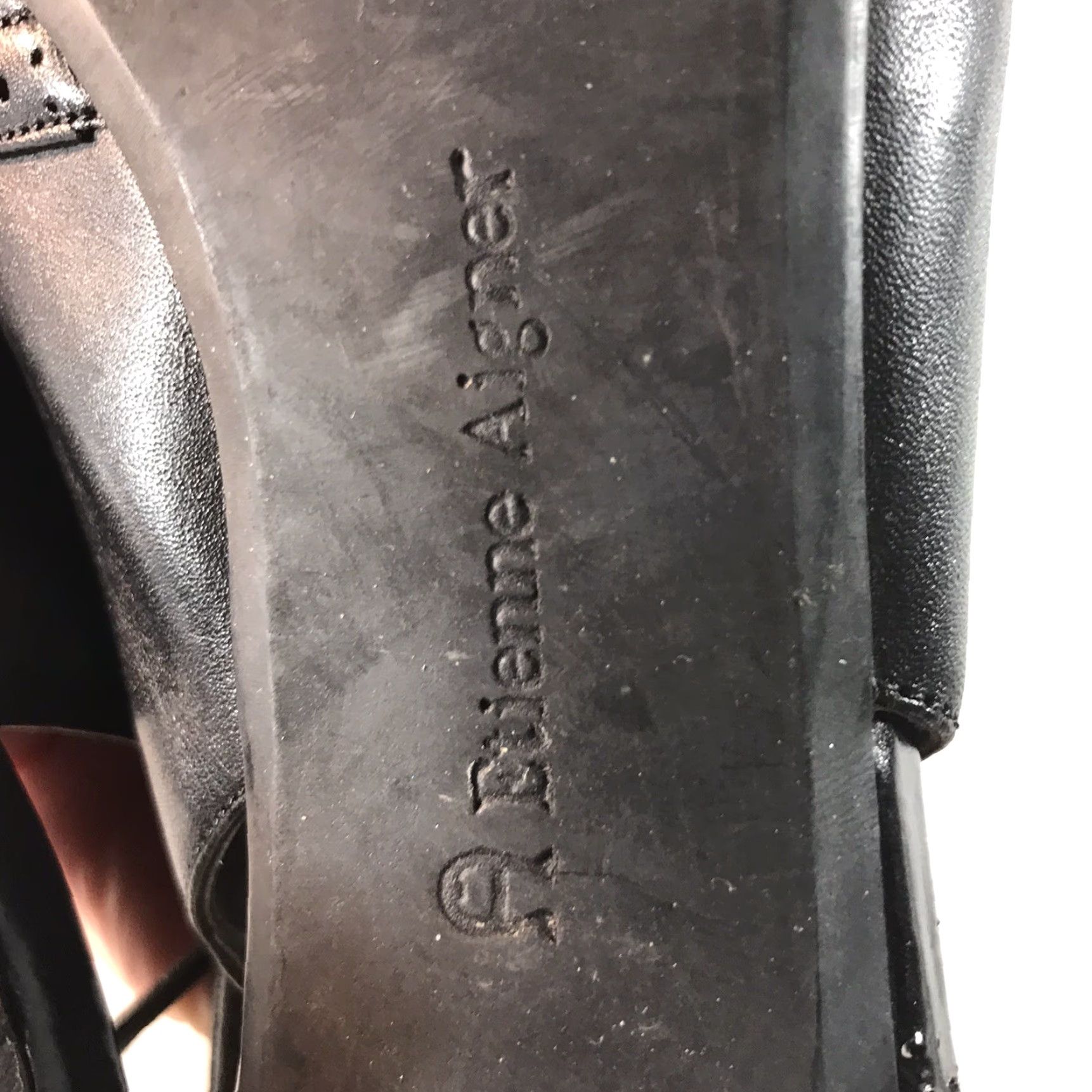 Aigner VINTAGE Etienne Aigner Women's Slingback Heels Size 8.5W Black Leather Peep Toe 3.5in Classic Going Out Size US 8.5 / IT 38.5 - 8 Thumbnail