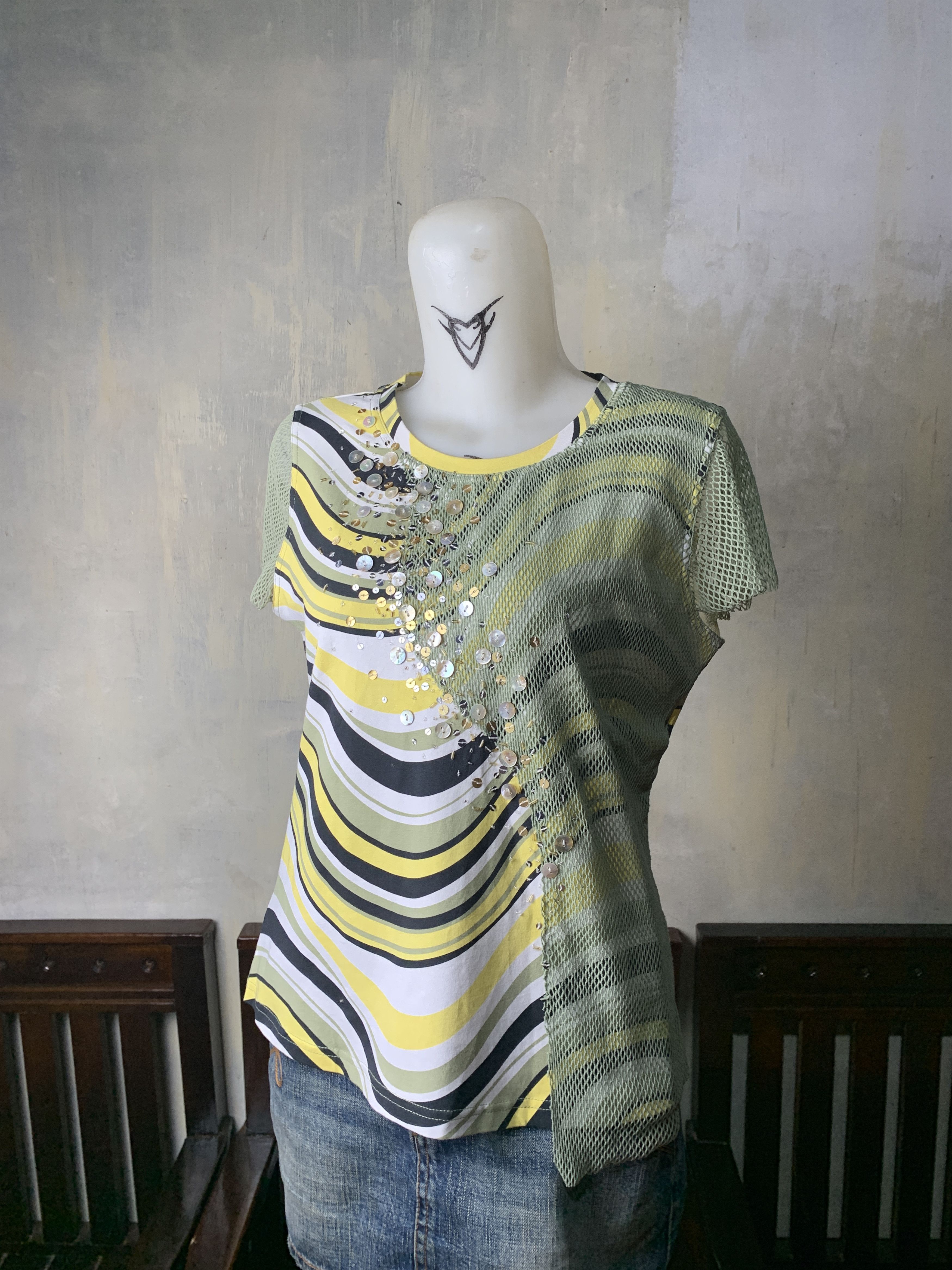 Japanese Brand Via Faburicca Net Beady Tee (M) Size M / US 6-8 / IT 42-44 - 2 Thumbnail