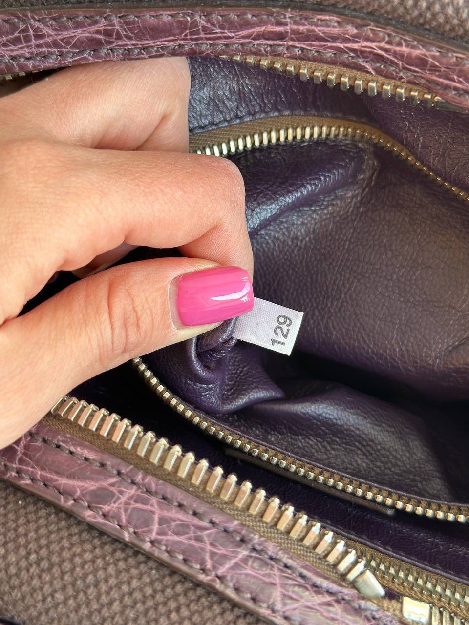 Dior Prada Vitello Zipper Buckle Bag Bowling crocodile purple Size ONE SIZE - 9 Thumbnail
