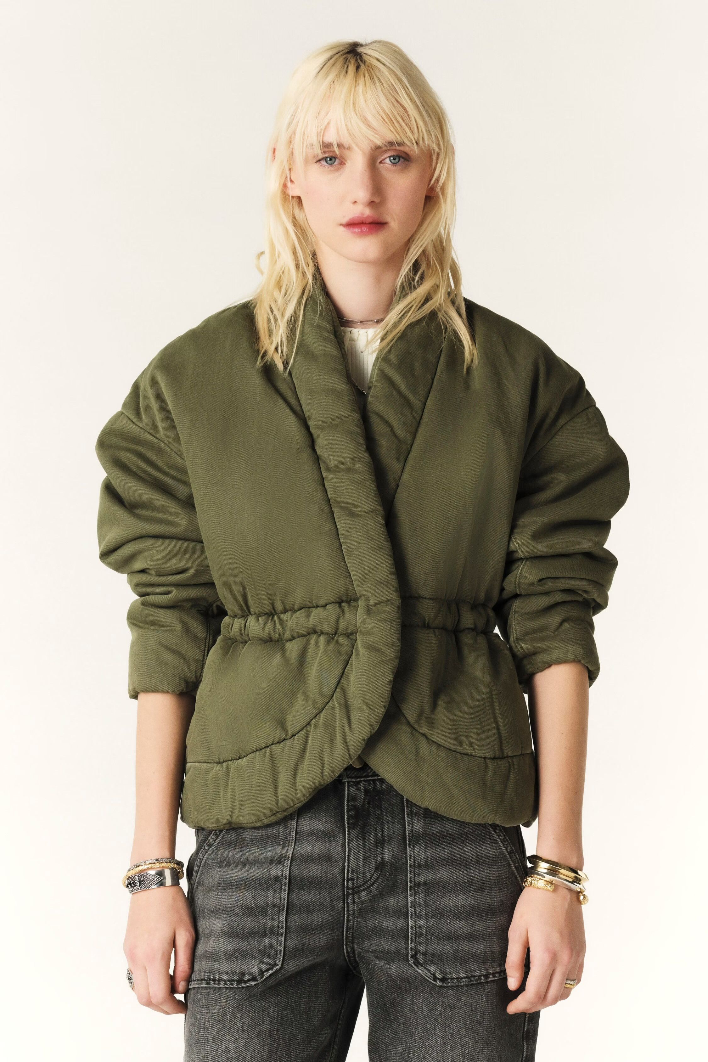 ba&sh Ba&sh quilted denim Caly green jacket Size S / US 4 / IT 40 - 2 Thumbnail