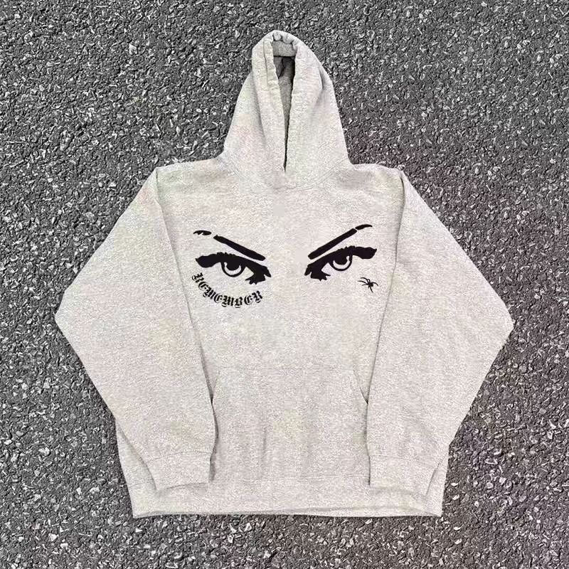 Japanese Brand × Vintage Grey street retro spider print loose hoodie y2k Size US L / EU 52-54 / 3 - 1 Thumbnail