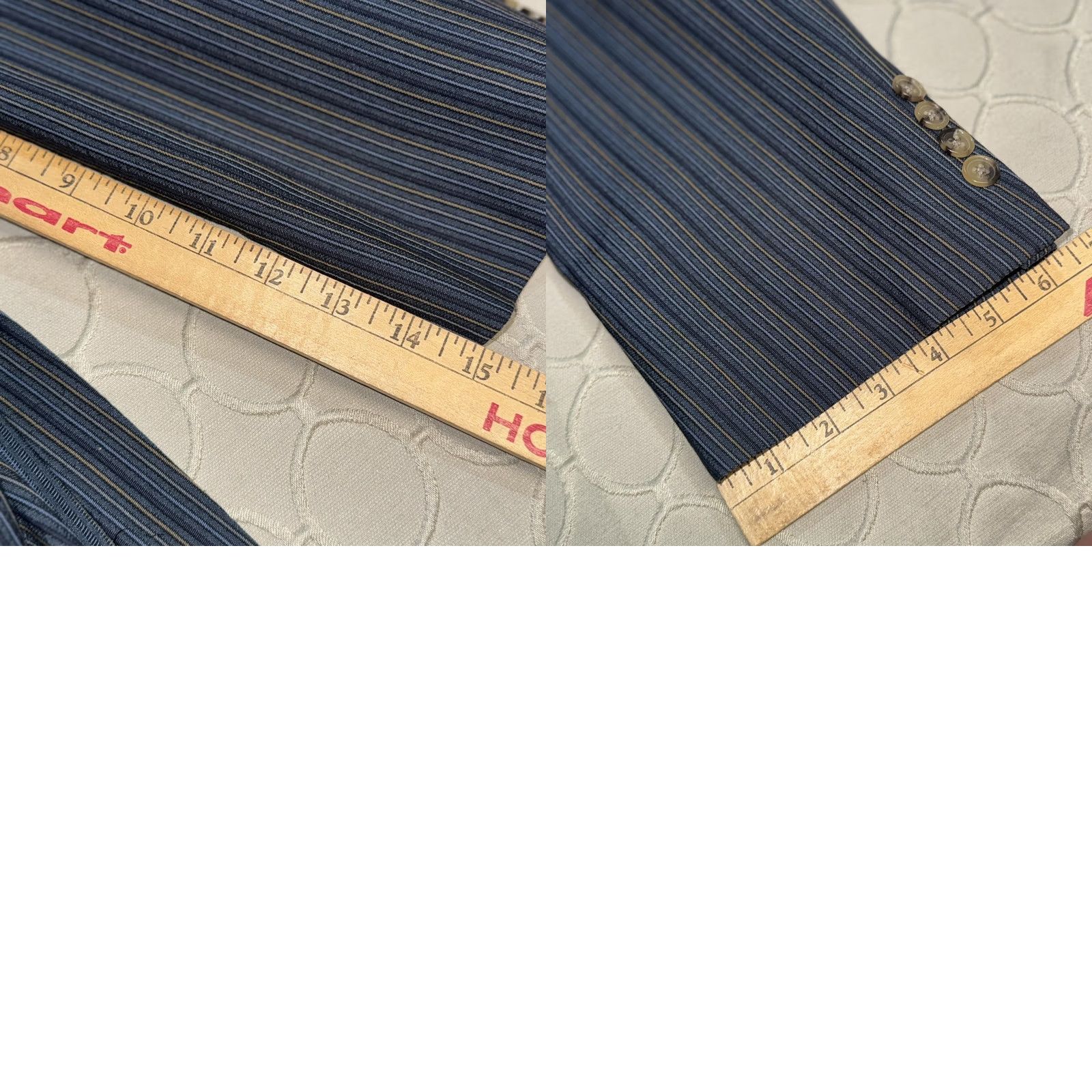 Jack Victor VINTAGE Jack Victor Prossimo Blazer Mens 46R Blue Pinstripe Sport Coat Gold Buttons Jacket/Coat Advanced Two-Button Notch Lapel 46 Regular Mens Size 46R - 9 Thumbnail