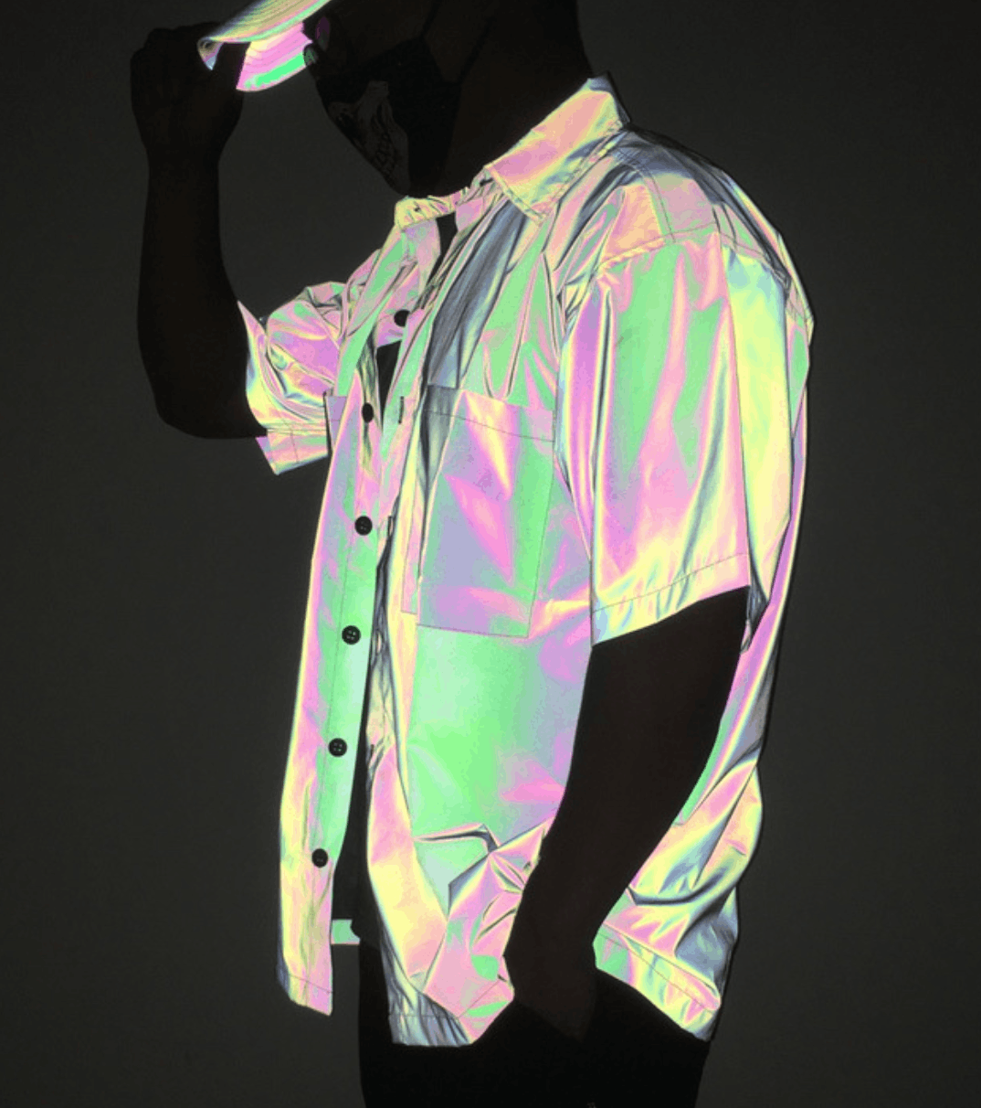 Designer Holographic Rainbow Reflective Mens Shirt Size US M / EU 48-50 / 2 - 6 Thumbnail