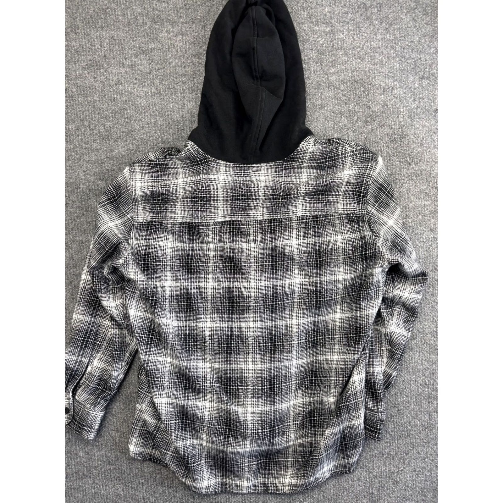 Levi's Levi's Shirt Mens XL Gray Plaid Hooded Flannel Relaxed Button-Front Jacket Shacket Pocketed Gathered Front Size US XL / EU 56 / 4 - 7 Thumbnail