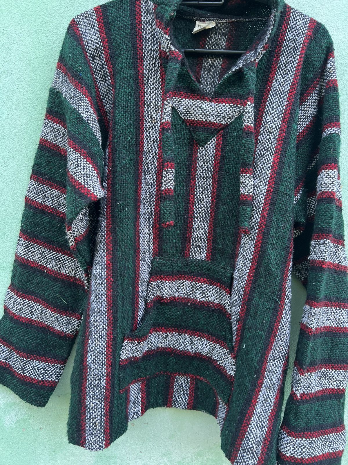 Japanese Brand Vintage VEL-MEX Mexican Baja Hoodie Drug Rug Striped XL Size US L / EU 52-54 / 3 - 6 Thumbnail