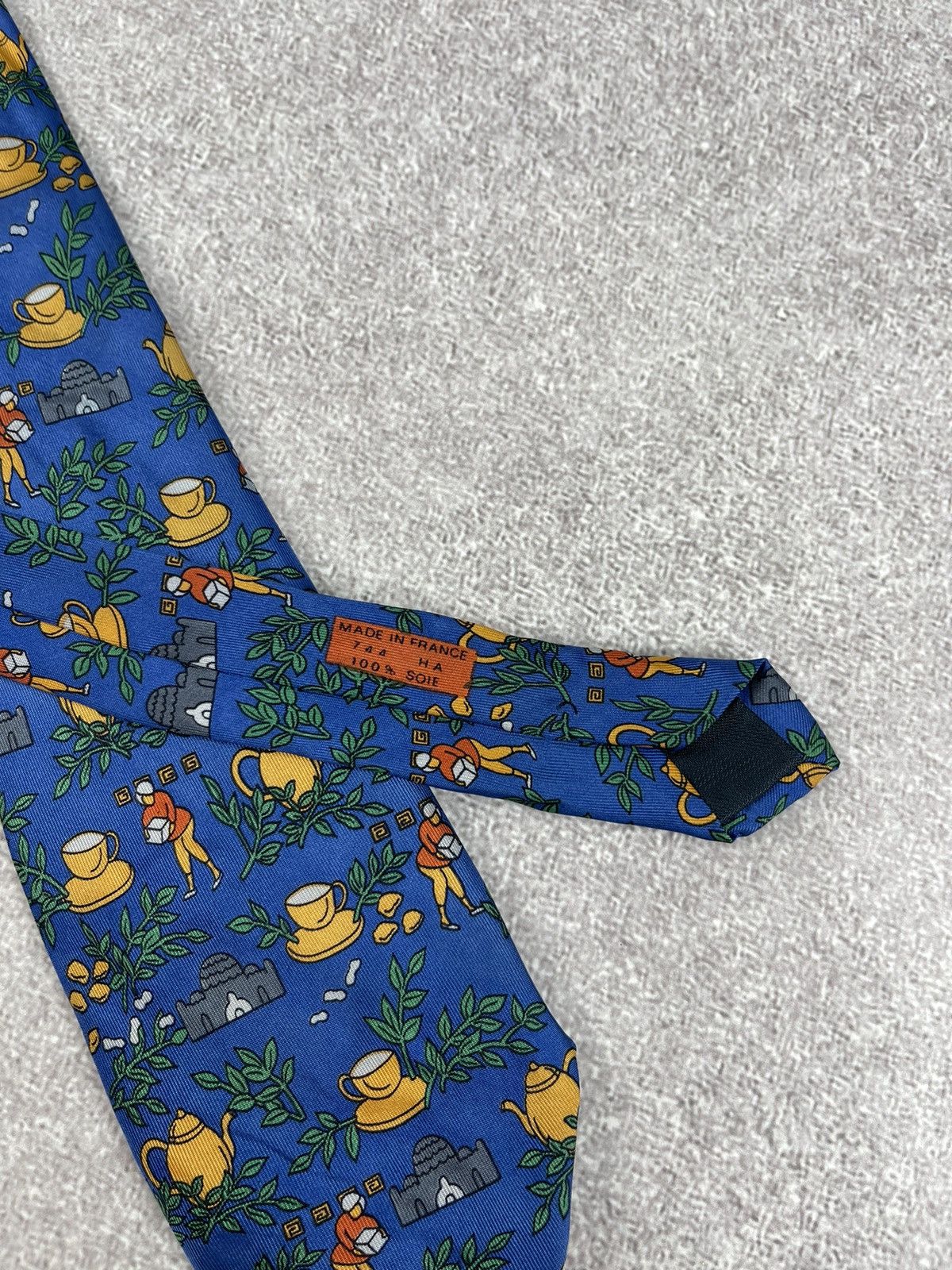 Hermes × Vintage Vintage Hermes Paris Silk Tie Blue Size ONE SIZE - 5 Thumbnail
