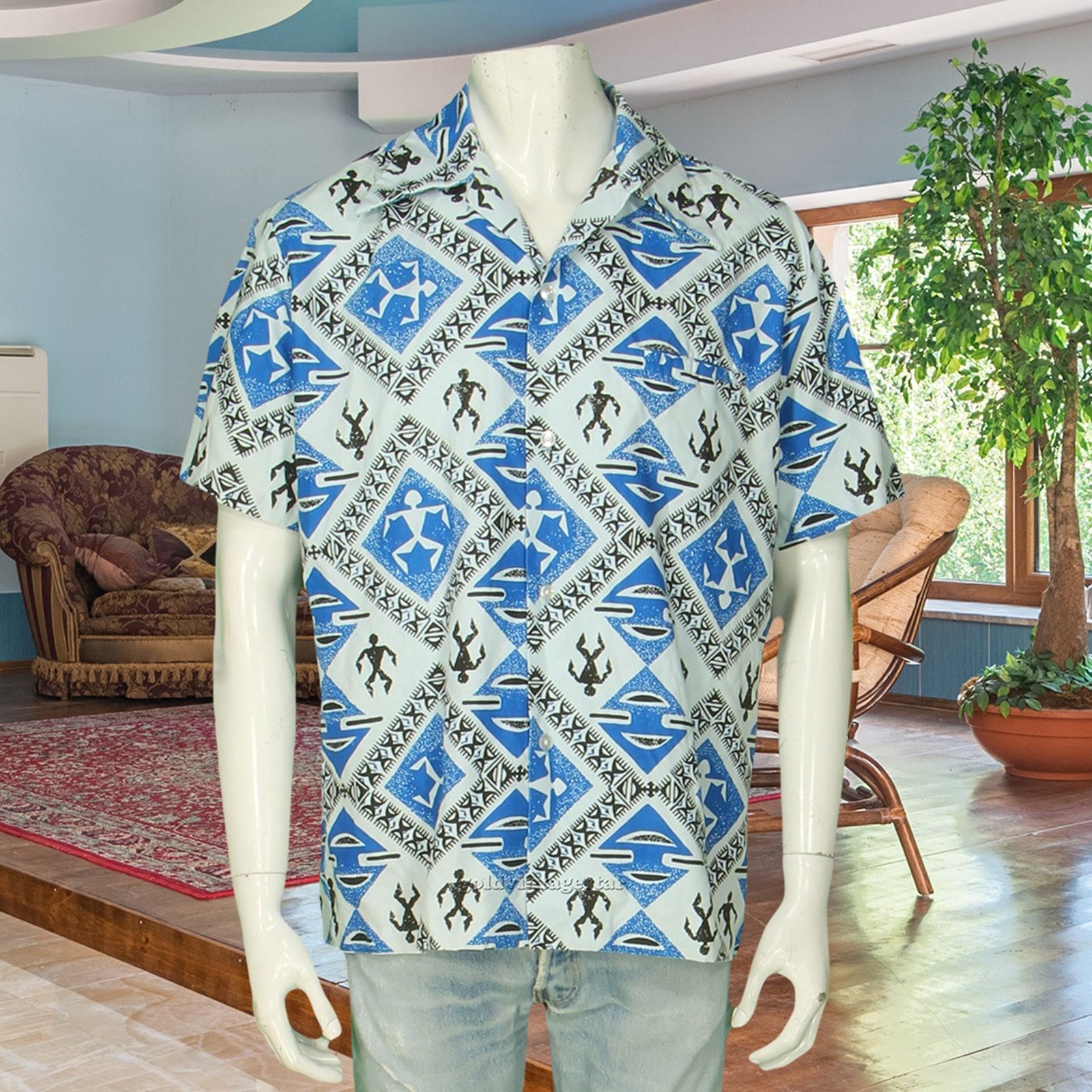 Other Vintage Lauhala Aloha Tribal Star Print Hawaiian Camp Shirt Size US L / EU 52-54 / 3 - 1 Thumbnail