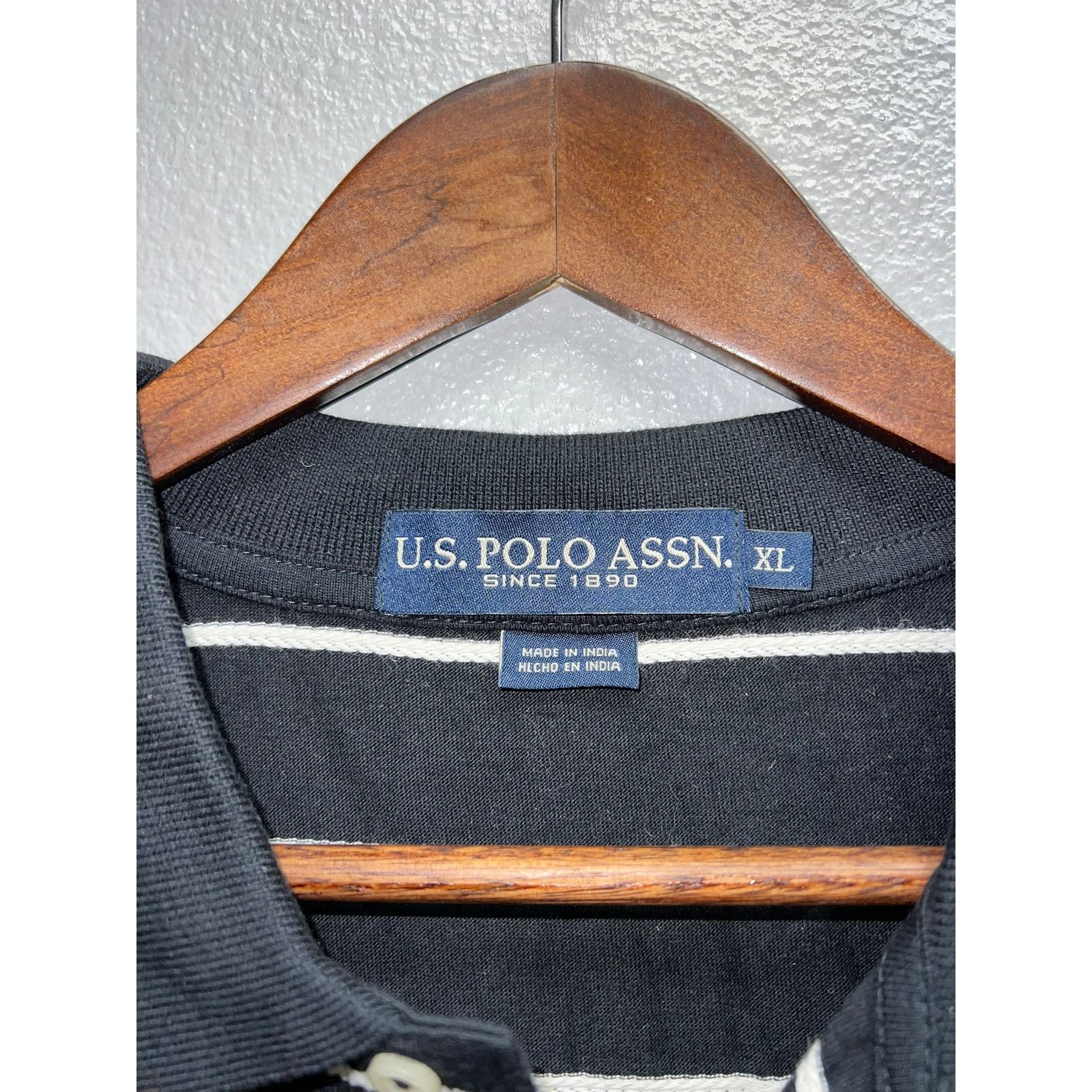 U.S. Polo Assn. US Polo Assn Polo Shirt Black White Striped Mens X-Large Size US XL / EU 56 / 4 - 5 Thumbnail