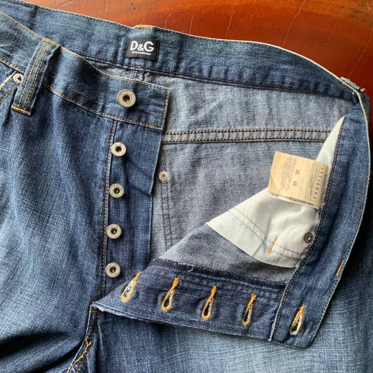 Dolce & Gabbana Vintage Dolce & Gabbana D&G Y2K Embroidery Blue Denim Pants Size US 35 - 3 Thumbnail