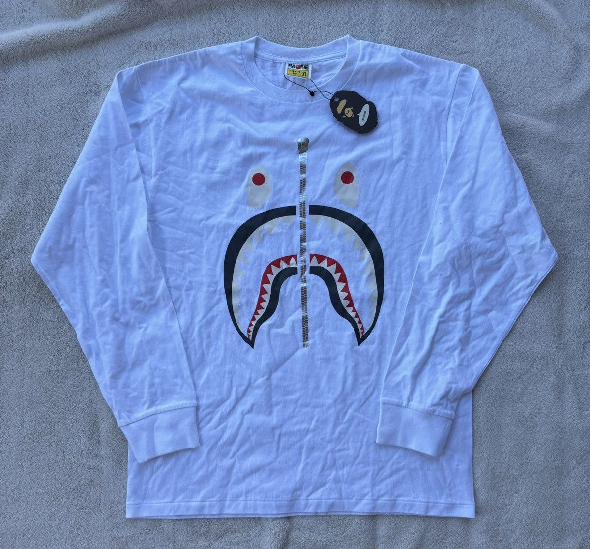 Bape Bape White Shark Longsleeve Tee Size US XL / EU 56 / 4 - 1 Preview