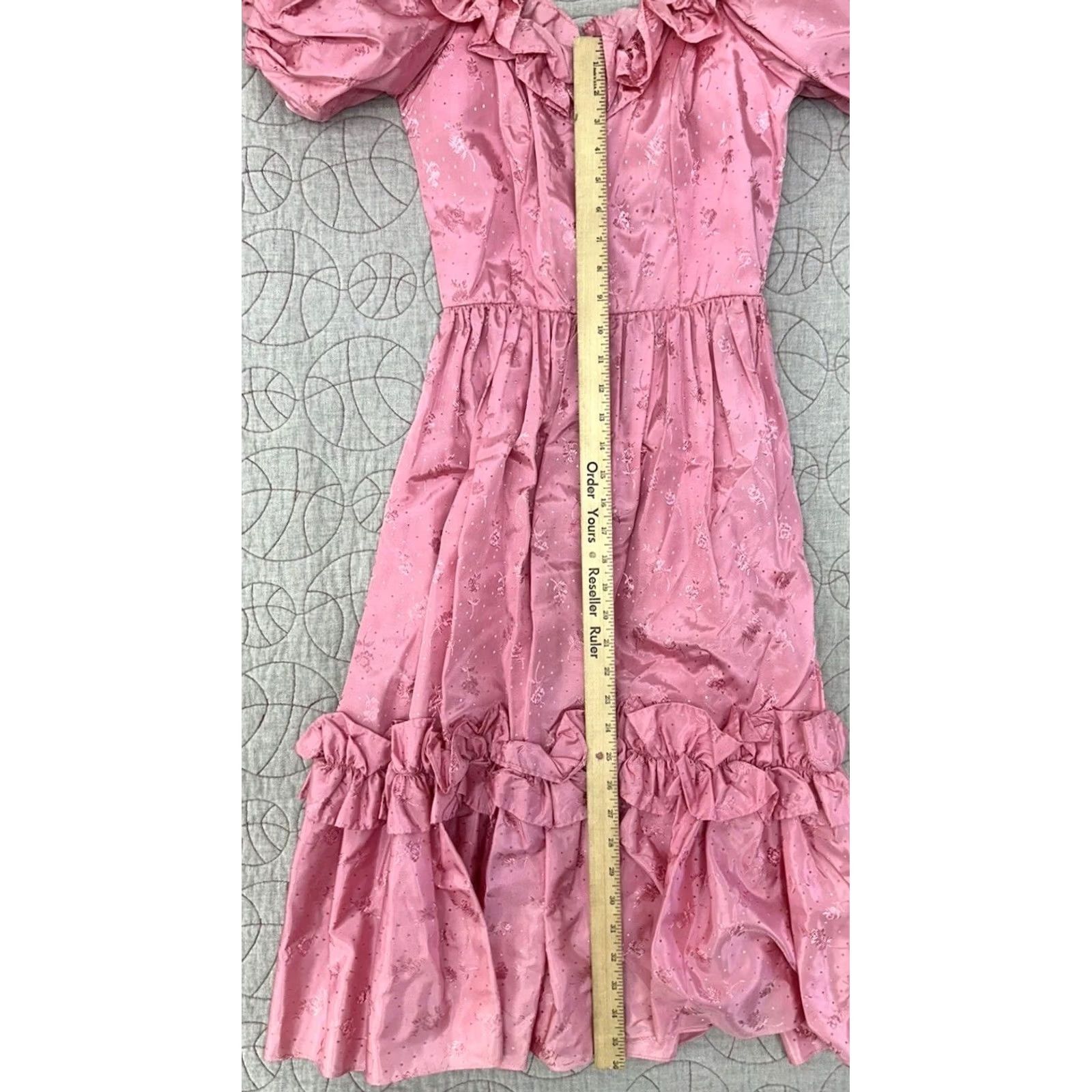 Pinko Pink Prairie Dress Puff Sleeve Ruffle Cottagecore VTG 80s Pink Floral Women’s XS Size XS / US 0-2 / IT 36-38 - 7 Thumbnail