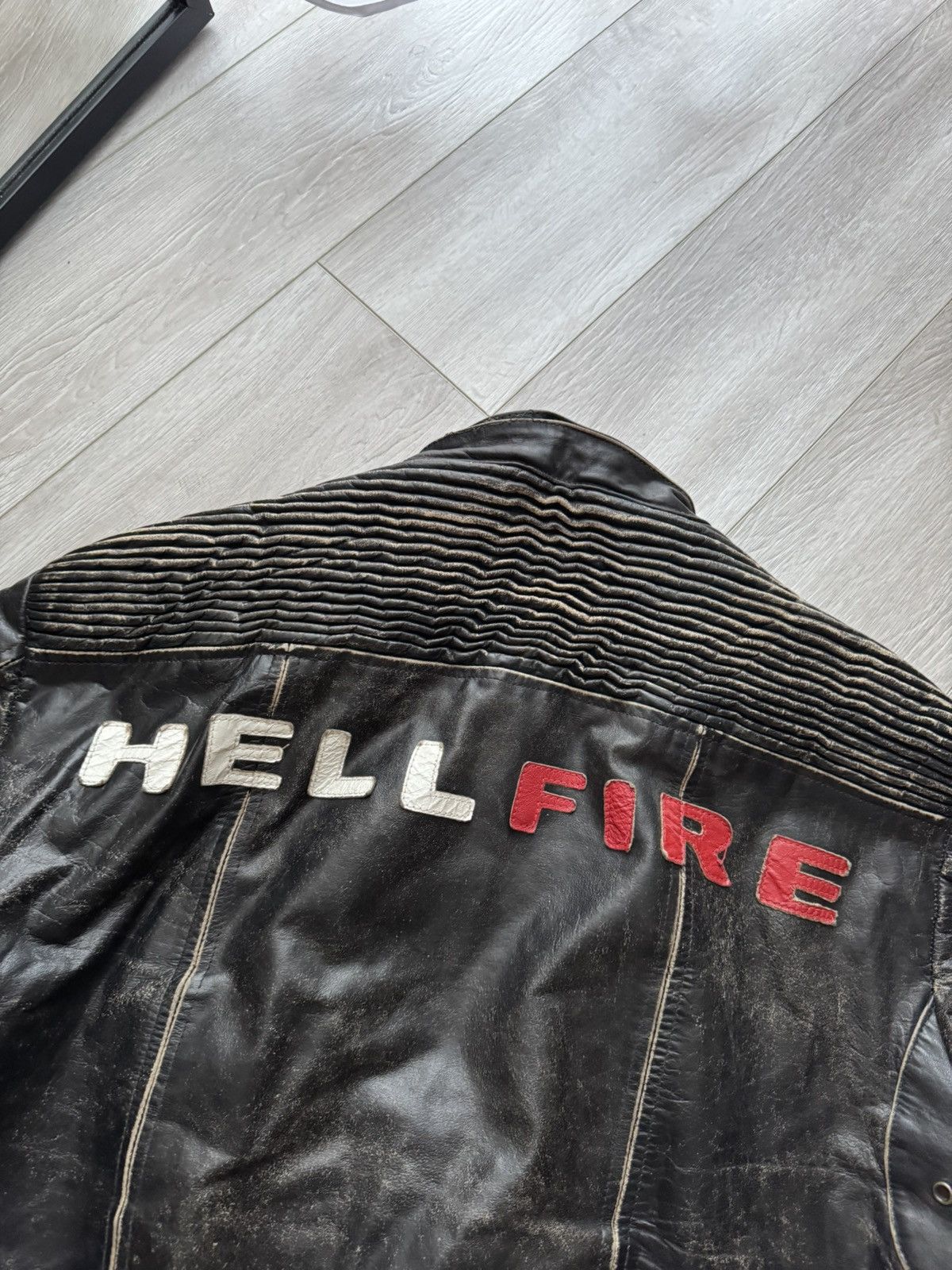Vintage Vintage Hell Fire Moto Racing Leather Jacket Size US XL / EU 56 / 4 - 11 Thumbnail