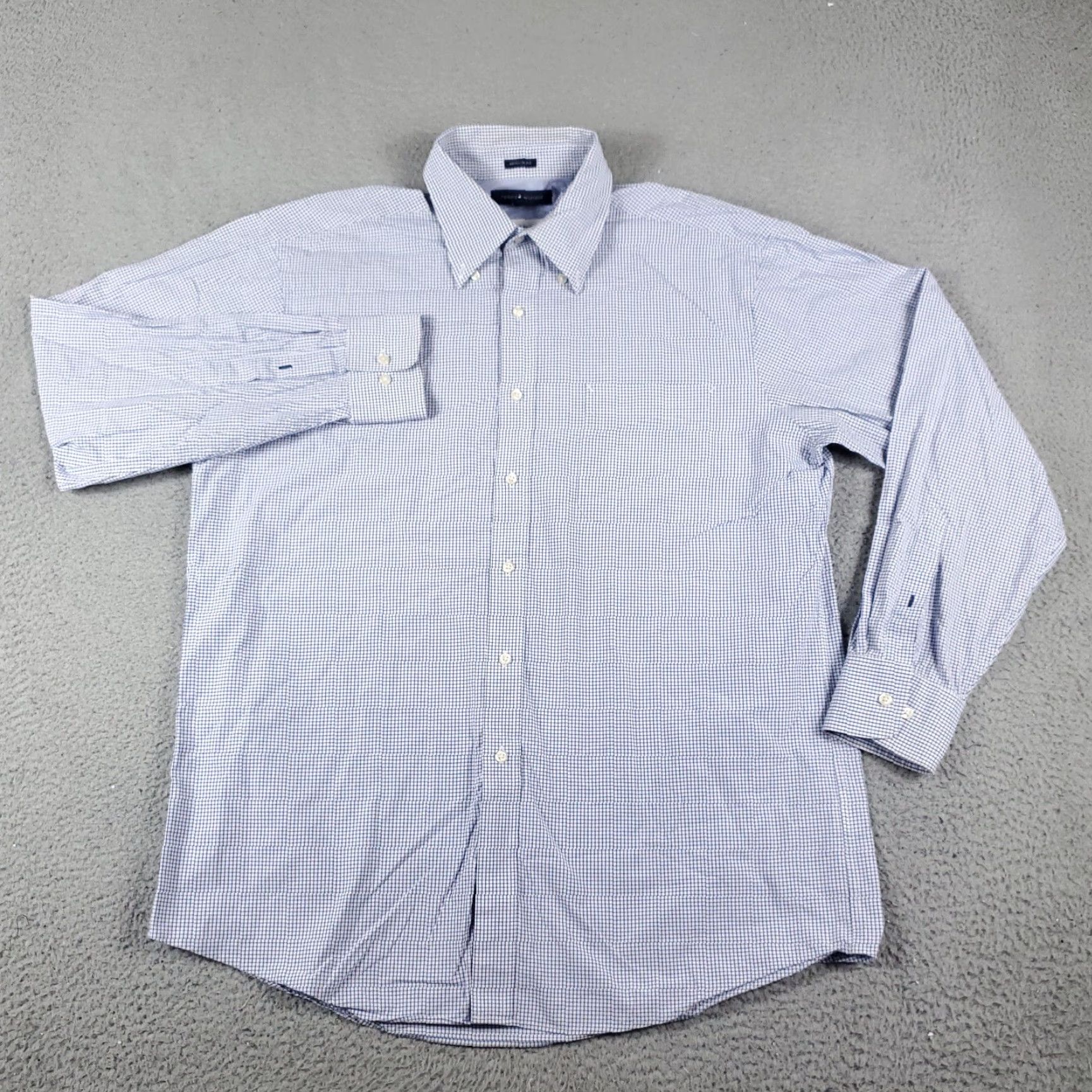 Tommy Hilfiger Tommy Hilfiger Dress Shirt Mens 16.5 Blue Check Long Sleeve Button Up Regular Fit Size 42R - 2 Thumbnail
