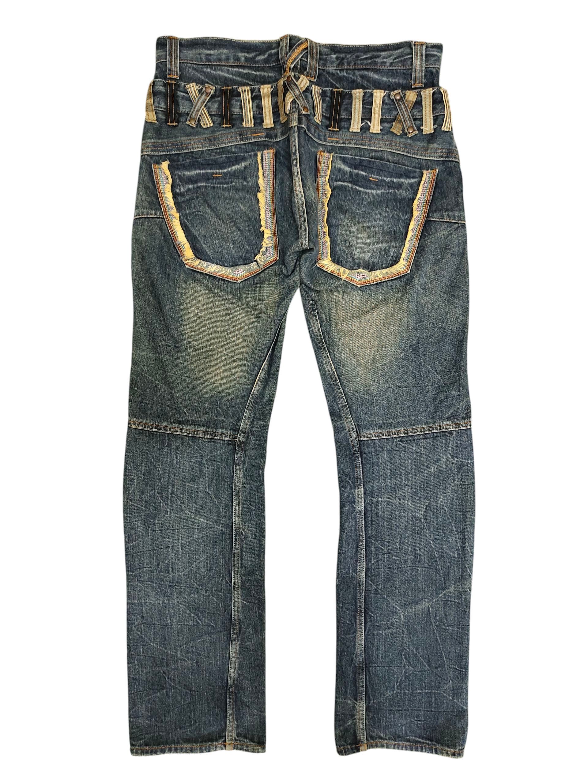 Japanese Brand Dominate Double Waist Clawmark Faded Jeans
