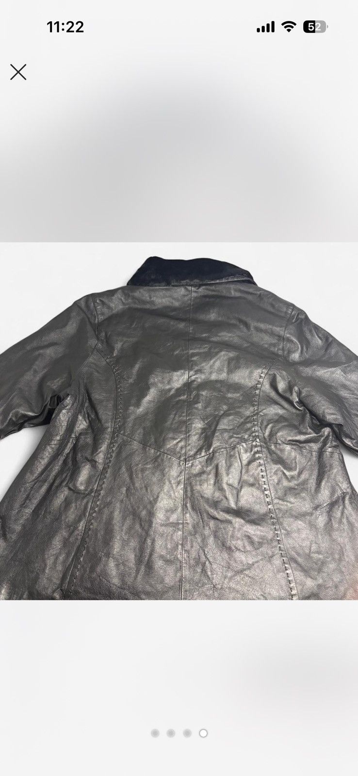 Other Black genuine leather jacket with fur collar Size 3XL / US 20-22 - 4 Thumbnail