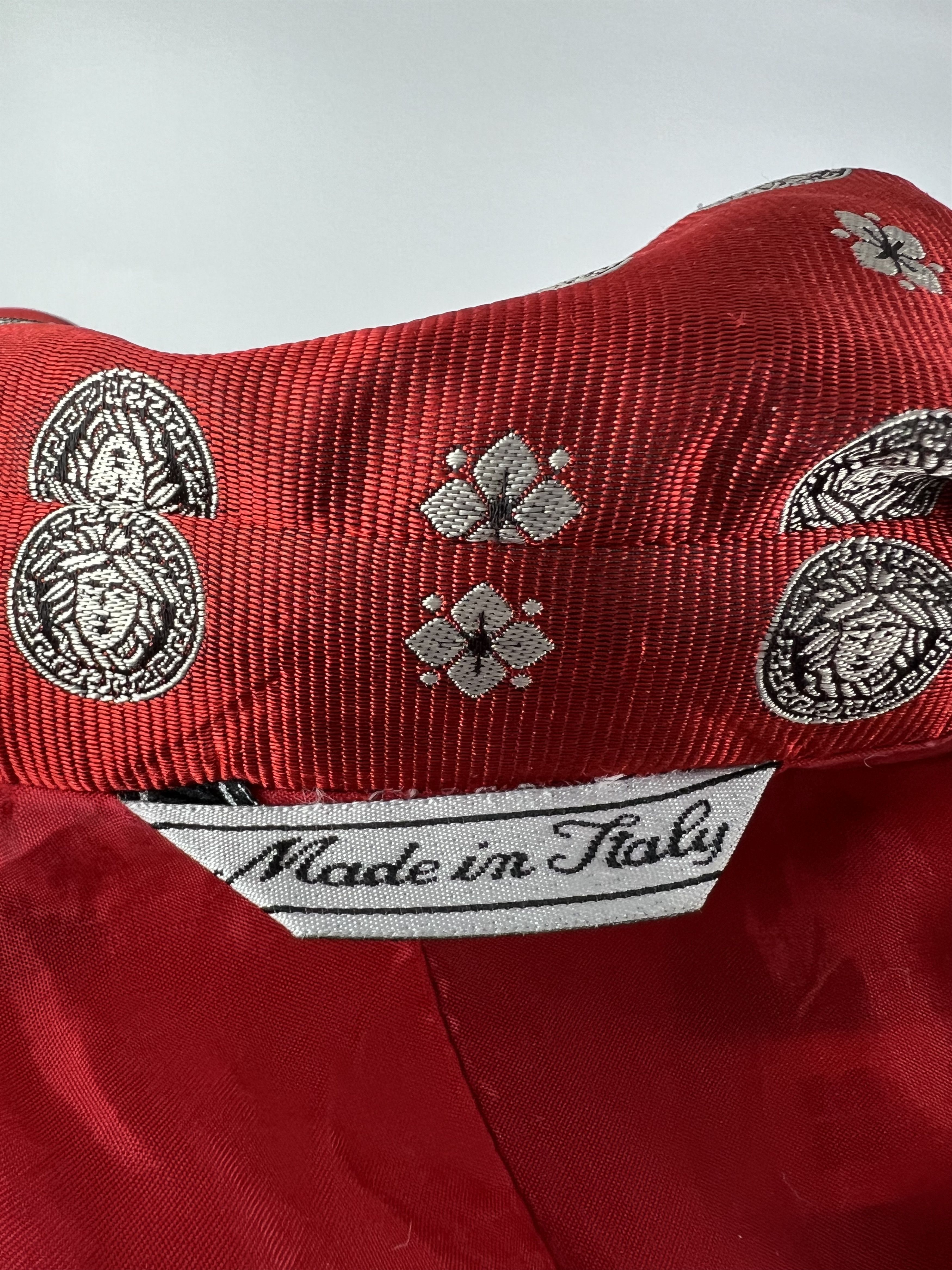 Versace Classic V2 Medusa Logo Full Print Silk Blazer US6