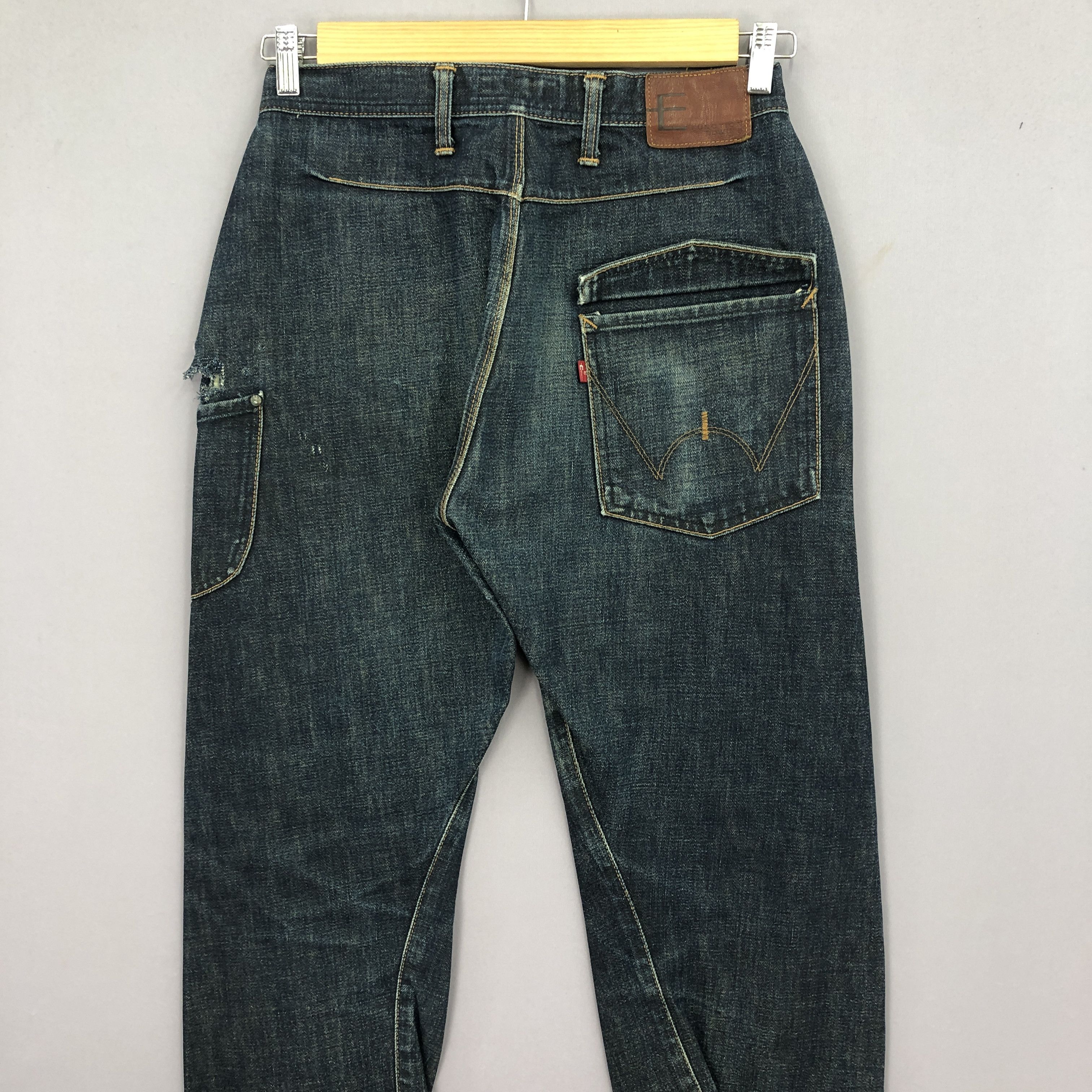 Edwin Vintage Edwin E Function Jeans Ripped Blue Denim GF30303 Size 24" / US 00 / IT 34 - 4 Thumbnail
