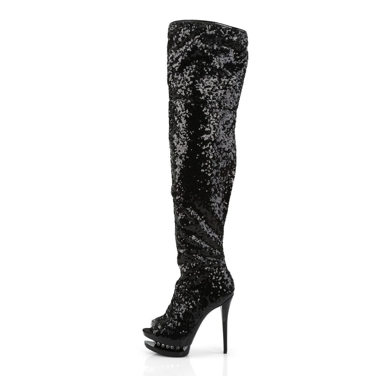 Other Blondie 3011 Black Sequin Slouchy High Heel Platform Ankle B Size US 10 / IT 40 - 4 Thumbnail