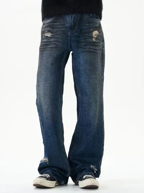Japanese Brand High street retro distressed American dirty dyed jeans Size US 32 / EU 48 - 2 Thumbnail