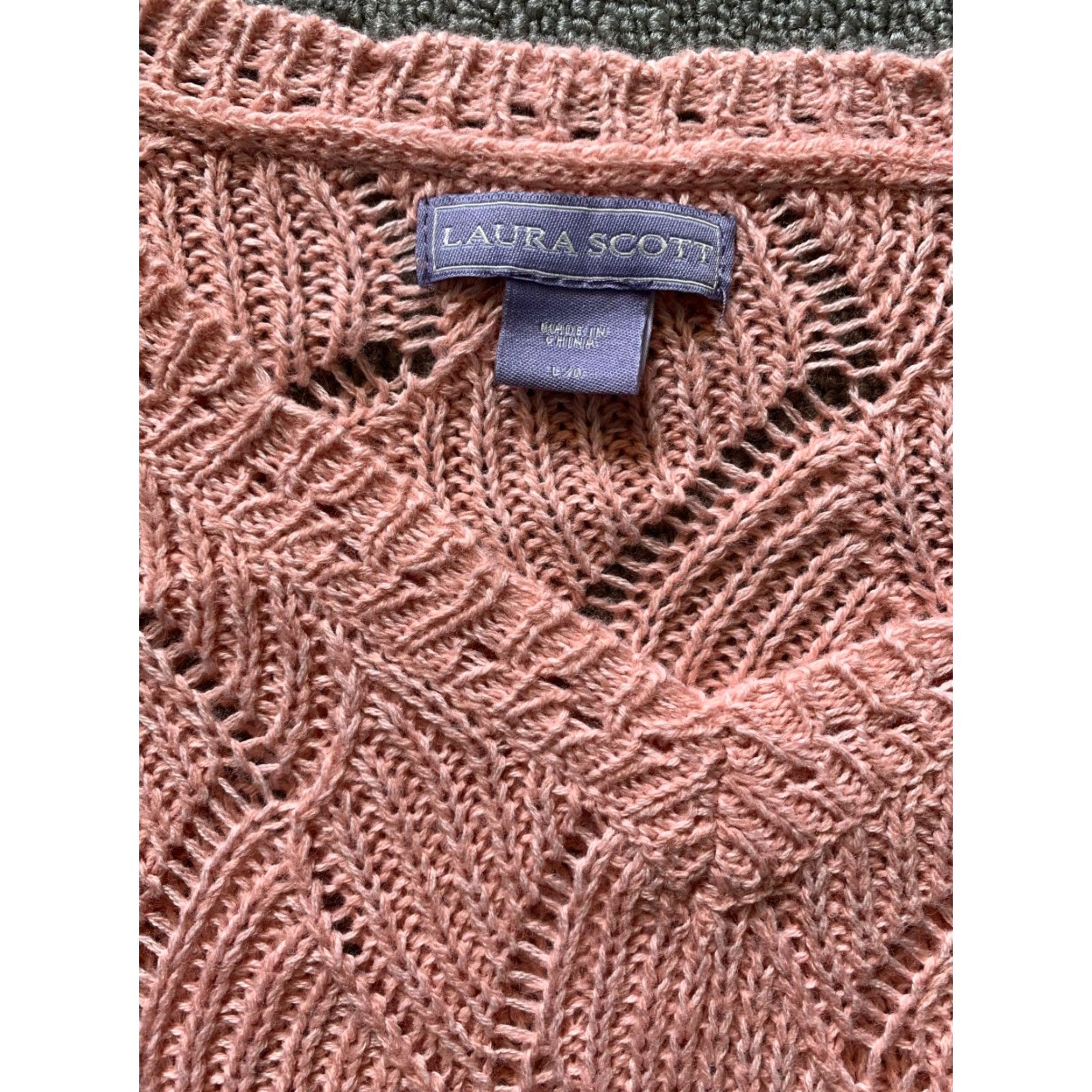 Vintage Laura Scott Sweater Women’s Large Long Sleeve Pink Knit Pullover Size L / US 10 / IT 46 - 2 Thumbnail