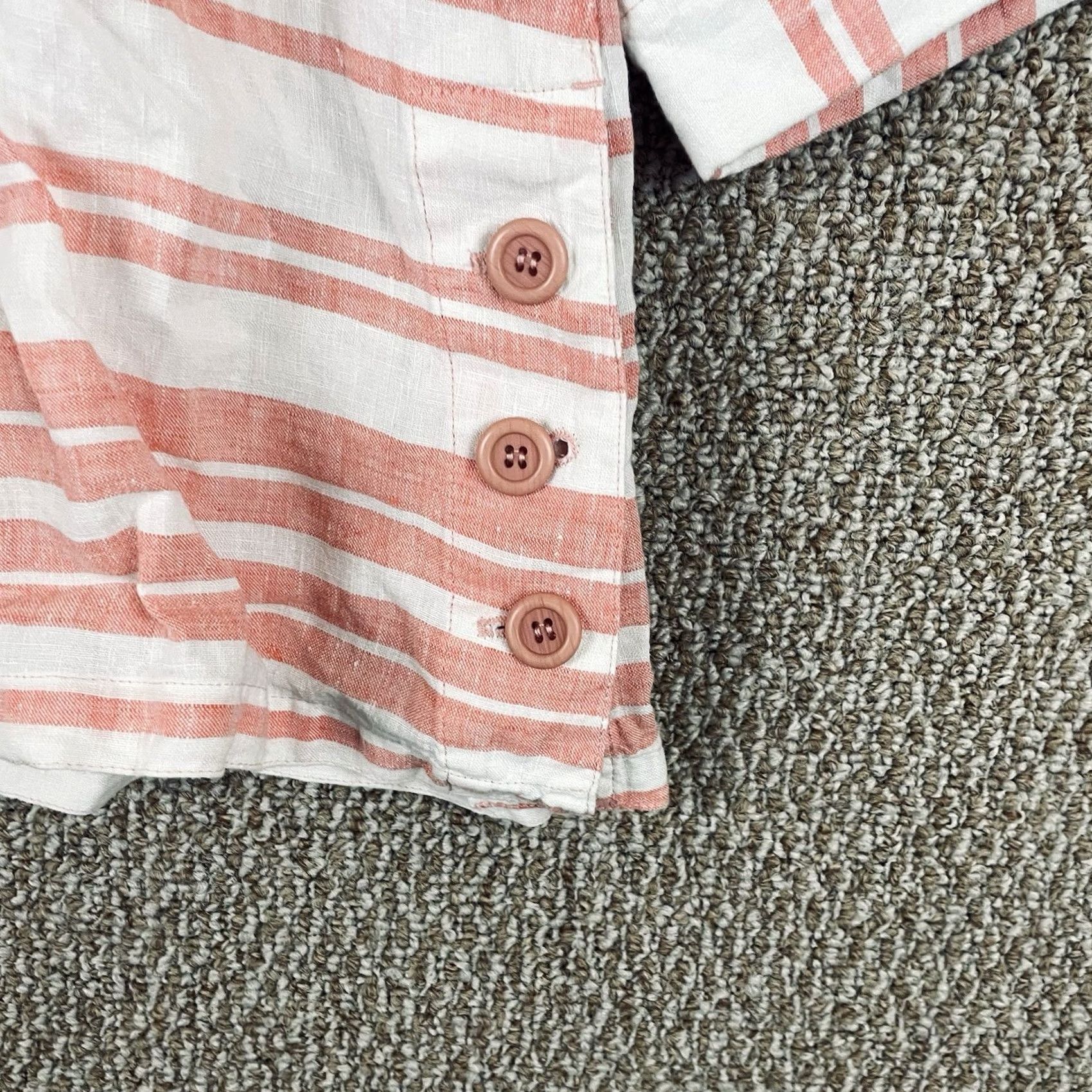 Vintage John Mark Blouse Medium Linen Striped Coral Popover 100% T668 Size M / US 6-8 / IT 42-44 - 5 Thumbnail