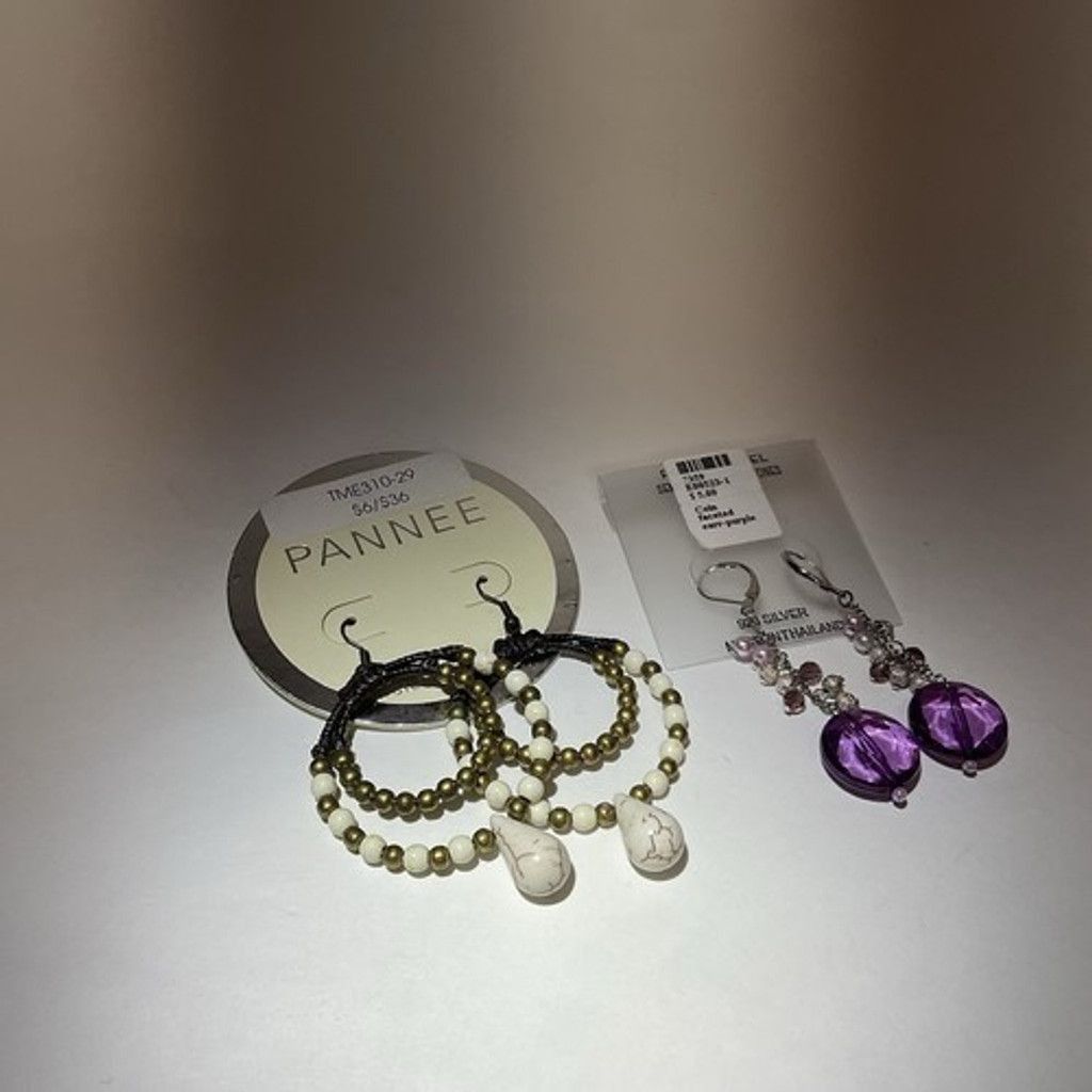 Other NWT Pannee Lot of 2 Boho Loop/Hoop Earrings&Dang Purple Drop Size ONE SIZE - 3 Thumbnail