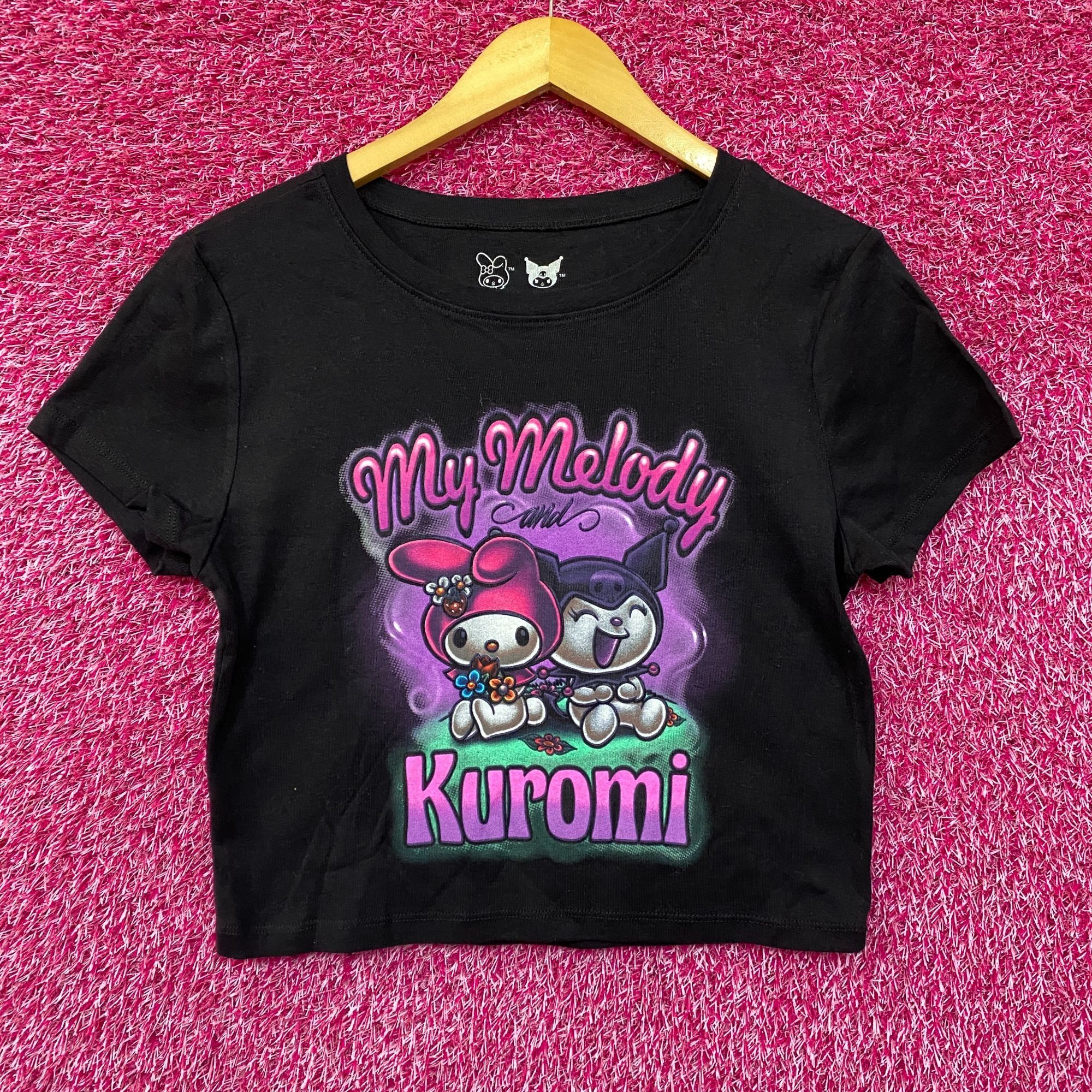 Anime My Melody and Kuromi Airbrush Kawaii Sanrio Crop Top L Size L / US 10 / IT 46 - 1 Thumbnail