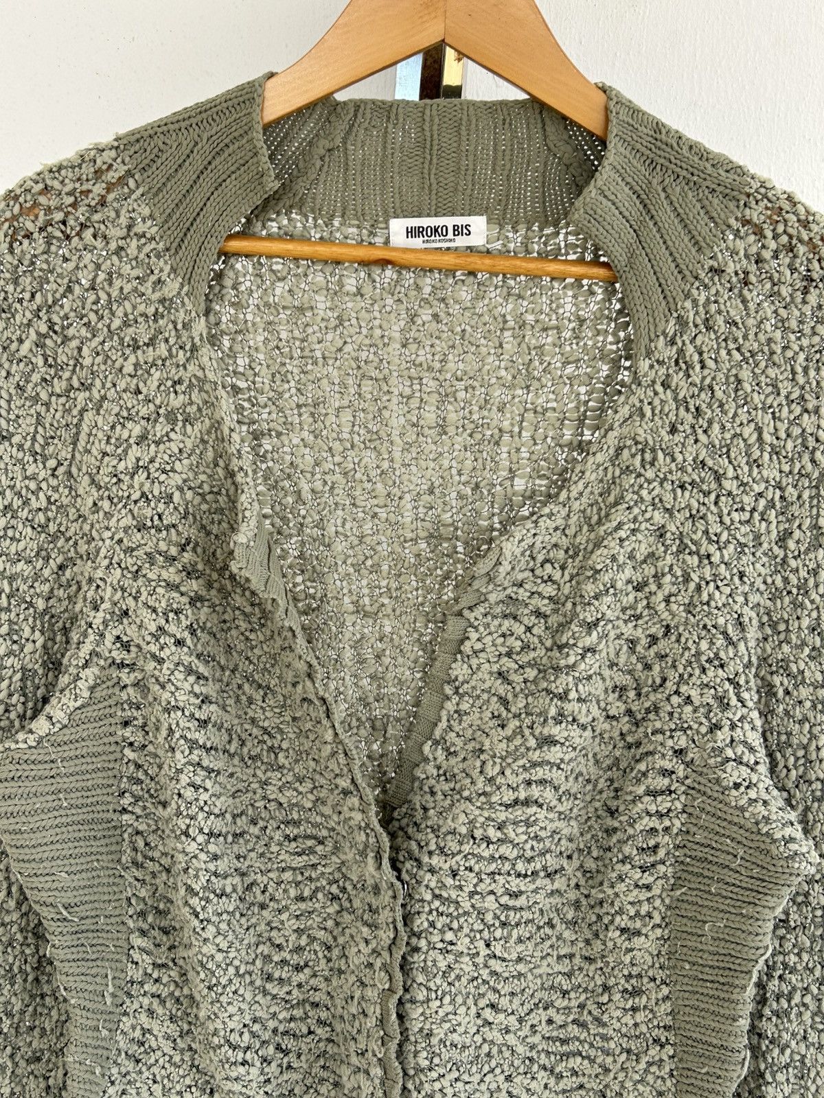 Hiroko Koshino Homme Hiroko Bis textured olive green knit cardigan Size M / US 6-8 / IT 42-44 - 3 Thumbnail