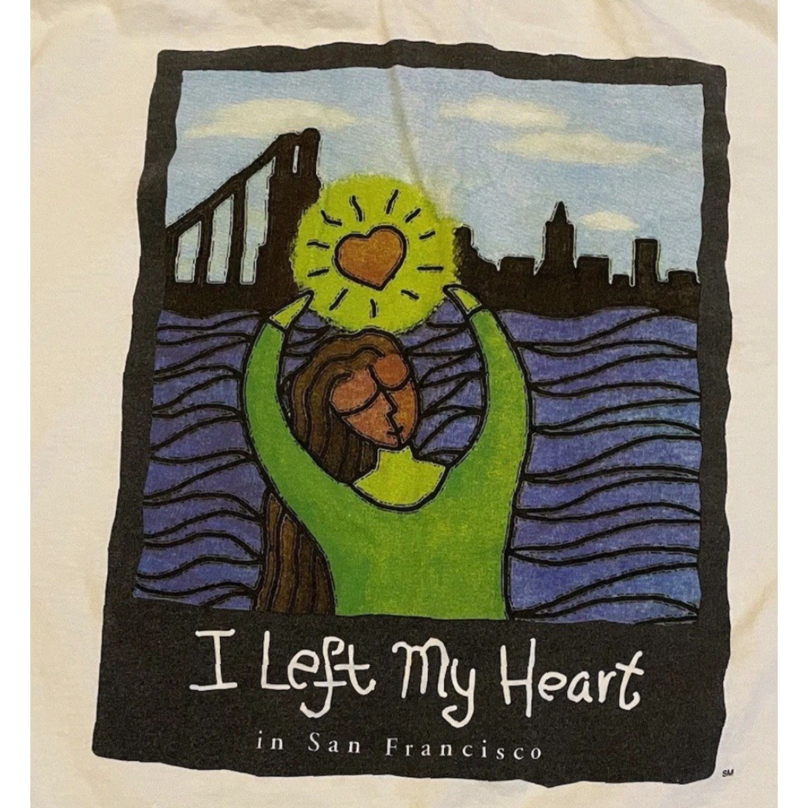 Vintage VINTAGE 90s Left My Heart In San Francisco Faded Abstract Art Shirt XL White Nike? Size US XL / EU 56 / 4 - 3 Thumbnail
