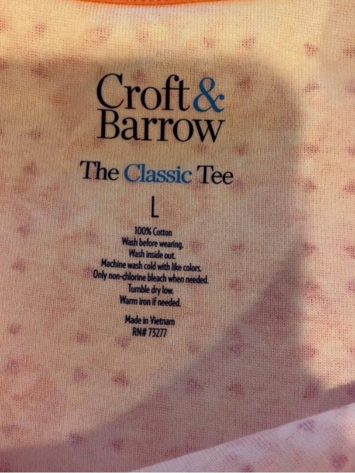 Croft & Barrow Croft & Barrow The Classic Tee, Size Large, Orange Patterned Size L / US 10 / IT 46 - 3 Thumbnail