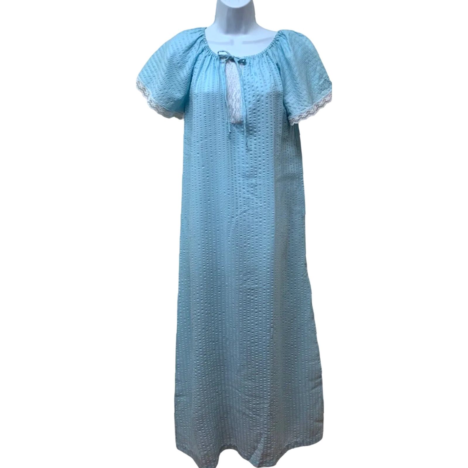 Vintage VINTAGE Najla New York Long Blue Summer Lace Rayon Blend Nightgown S USA NOS Size ONE SIZE - 2 Thumbnail