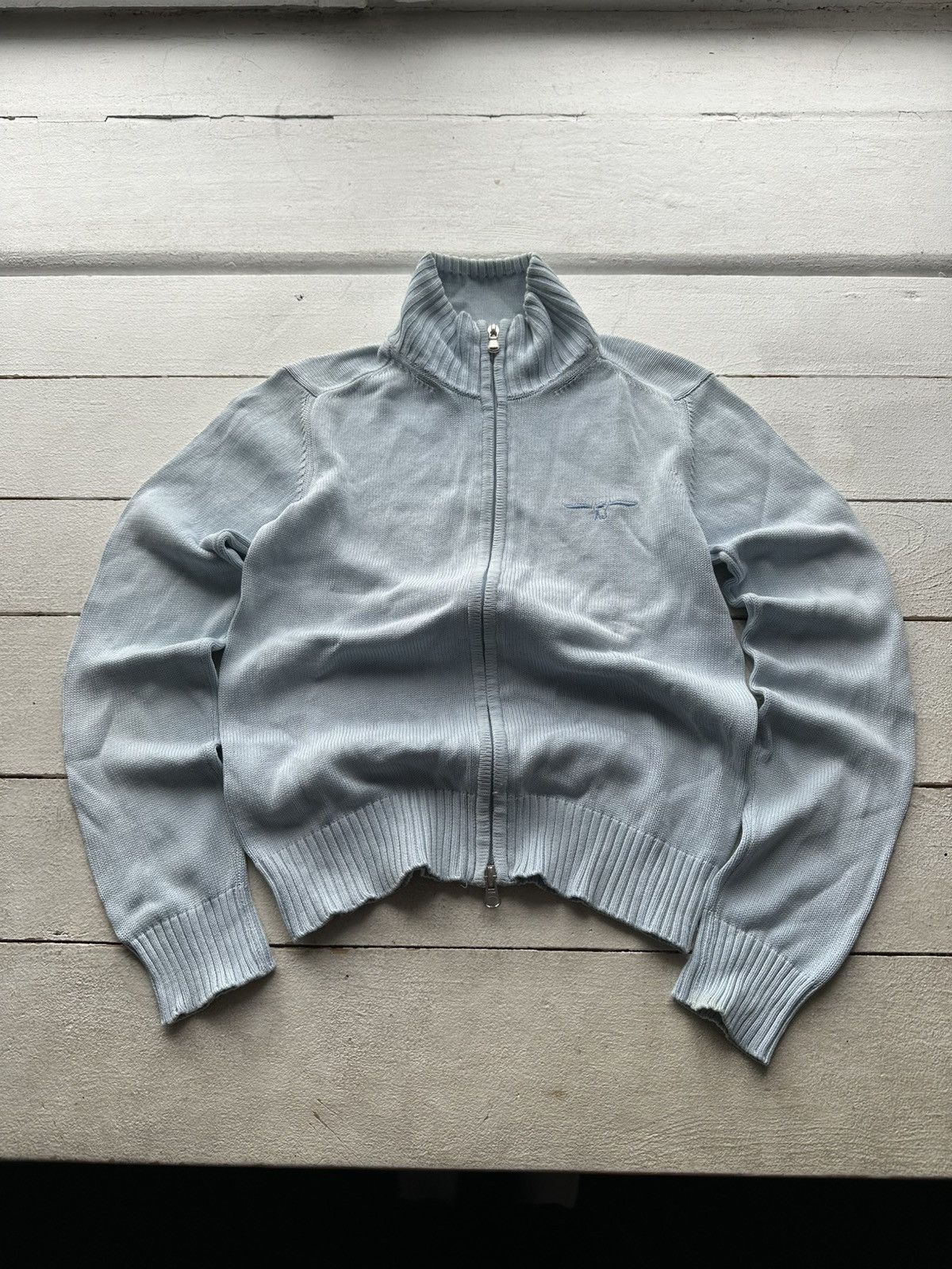 Armani 🚨90s Armani Jeans Sweater wmn sz 40 light blue with logo l Size S / US 4 / IT 40 - 1 Thumbnail