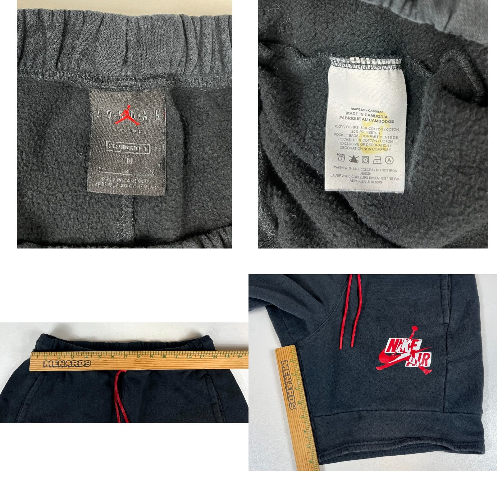 Jordan Brand Air Jordan Men's Athletic Sweat Shorts M Black Cotton Blend Fleece Pockets Size US 31 - 8 Thumbnail