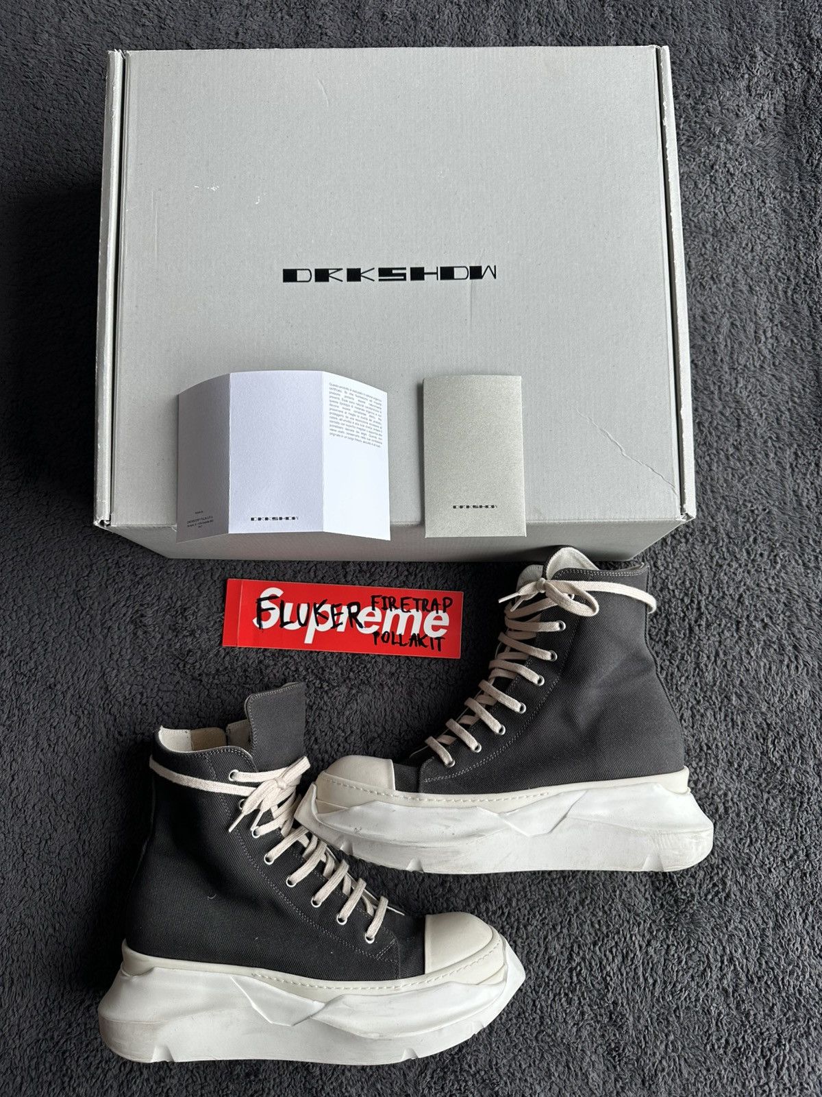 Rick Owens Drkshdw Rick Owens DRKSHDW ABSTRACT High Sneakers Black Milk Size US 10 / EU 43 - 4 Thumbnail