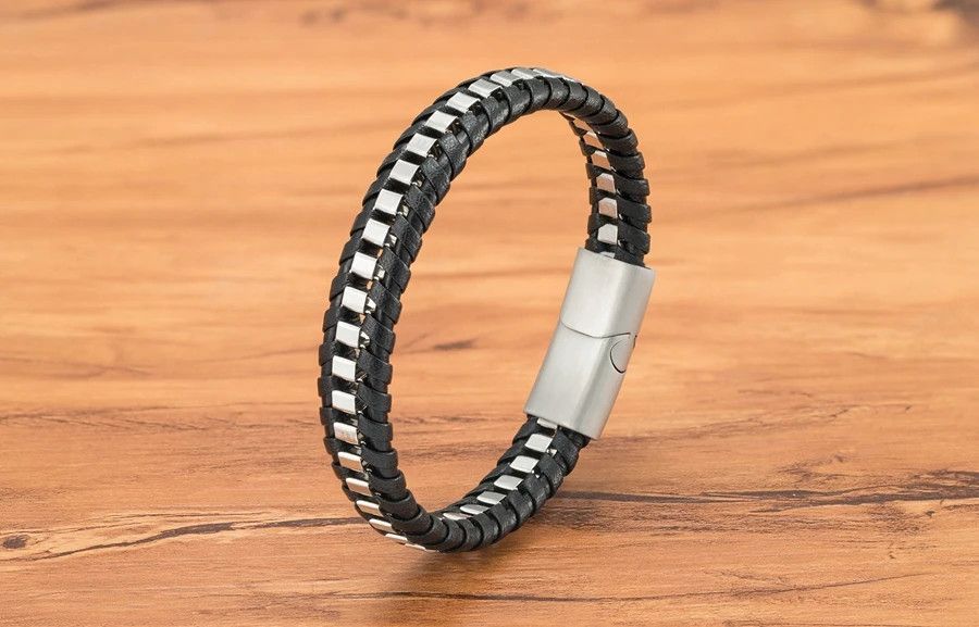 Jewelry Braided Rope Woven Black Leather Bracelets Size ONE SIZE - 2 Thumbnail