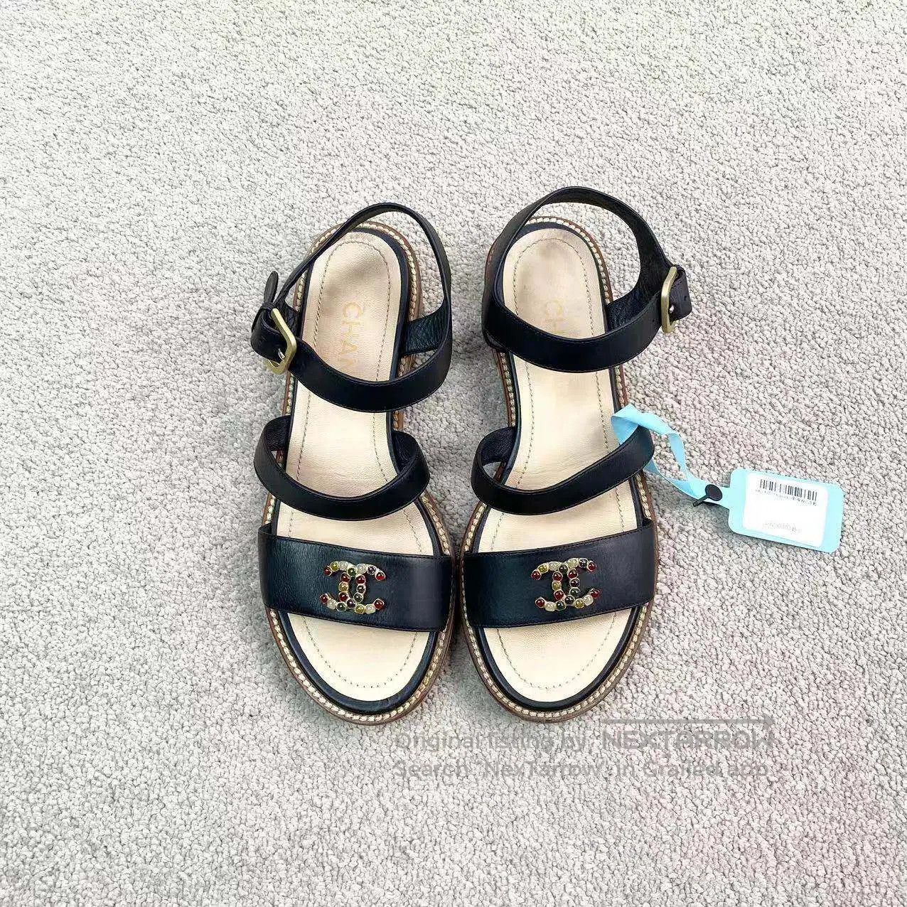 Chanel Chanel Rhinestone logo flat sandals| Size US 6.5 / IT 36.5 - 2 Thumbnail