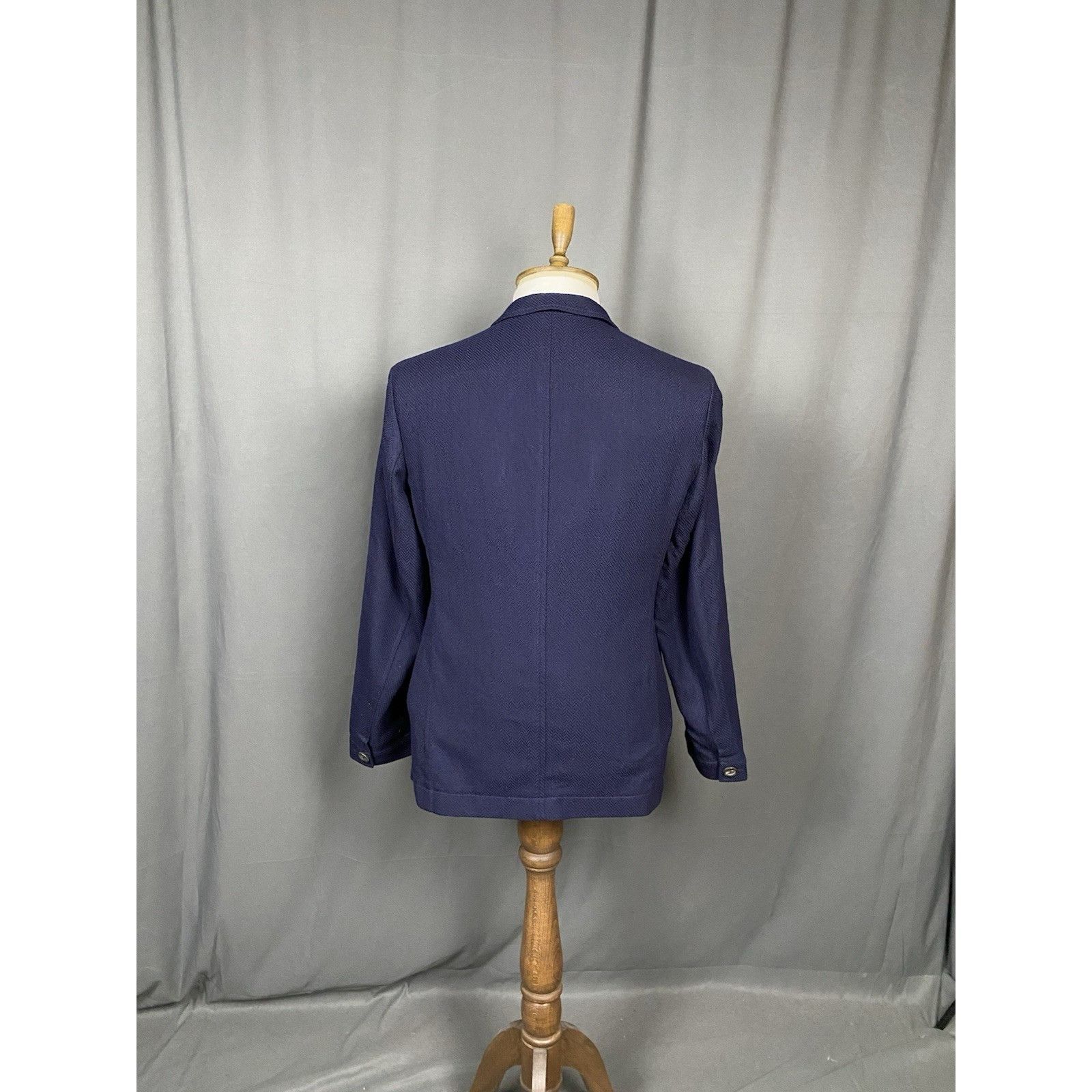 Oliver Spencer Oliver Spencer Herringbone Structured Blue Wool Blazer Sport Size 42R - 7 Thumbnail