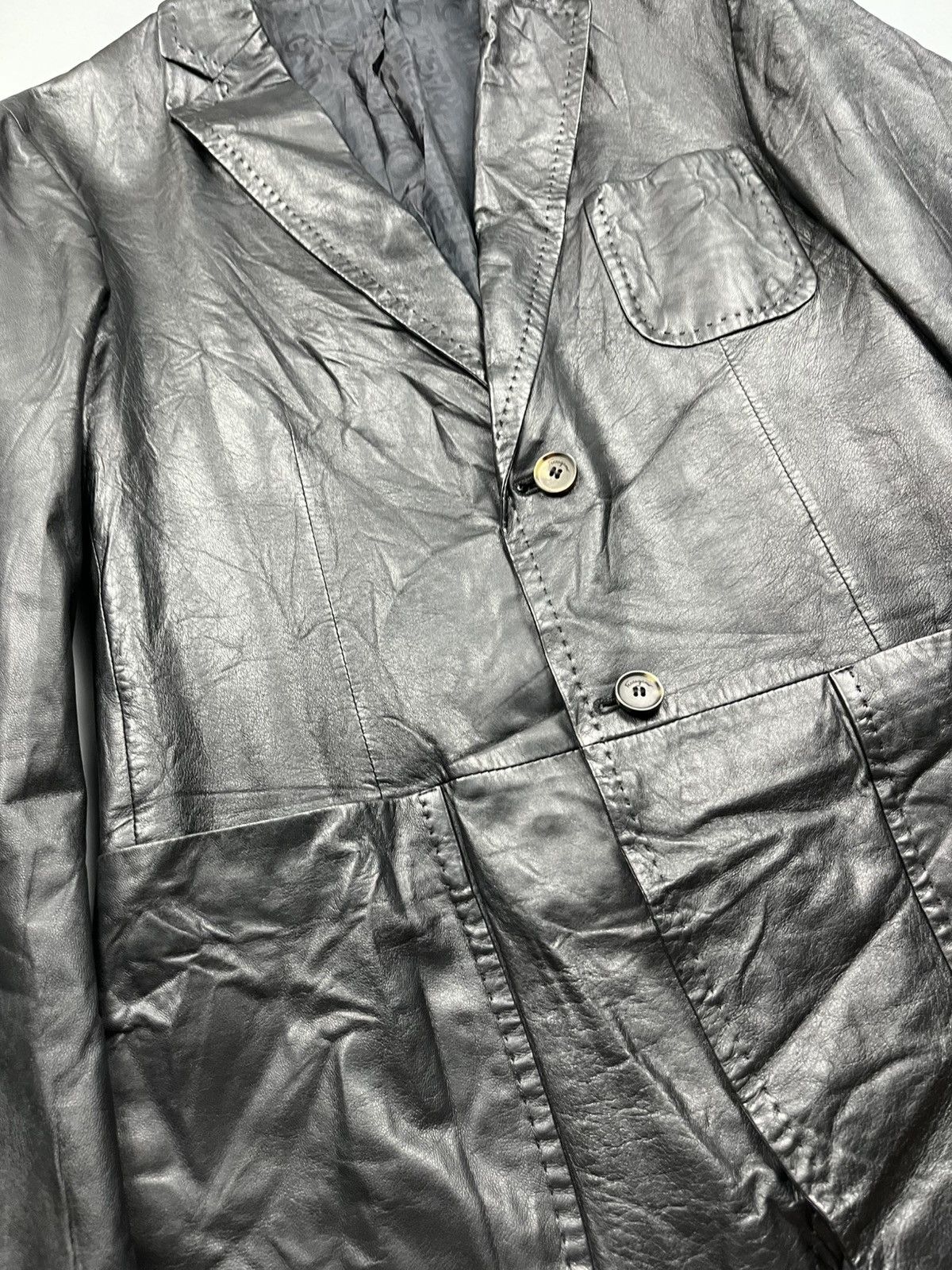 Salvatore Ferragamo Salvatore Ferragamo - Leather Blazer - Jacket Size US M / EU 48-50 / 2 - 8 Thumbnail