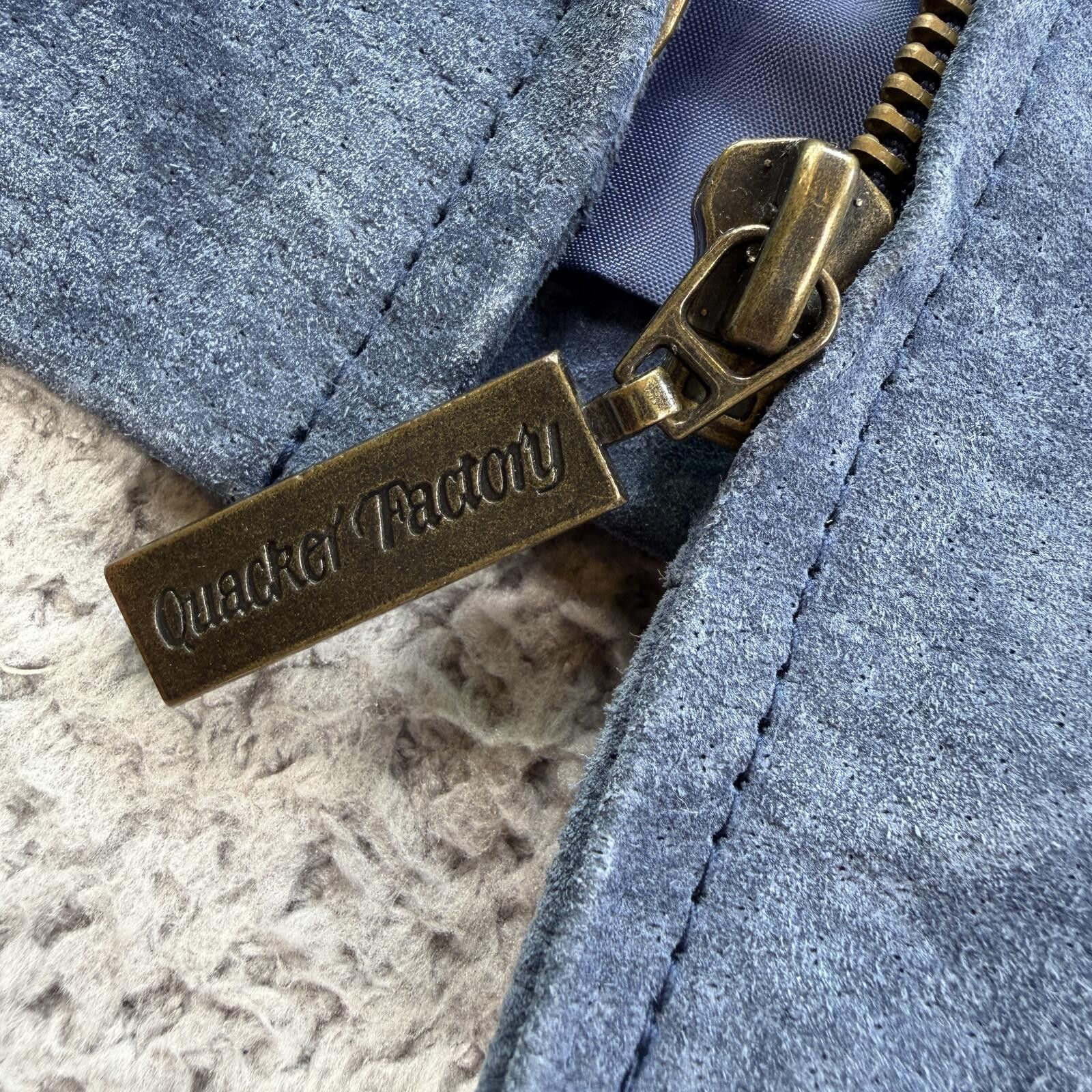 Other Vintage Sunflower Suede Leather Jacket Blue Embroidered Size M / US 6-8 / IT 42-44 - 7 Thumbnail