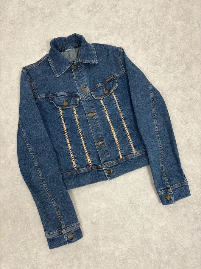 Vintage 2000s Plein Sud Metal Laced Raw Denim Jacket Size S / US 4 / IT 40 - 4 Thumbnail