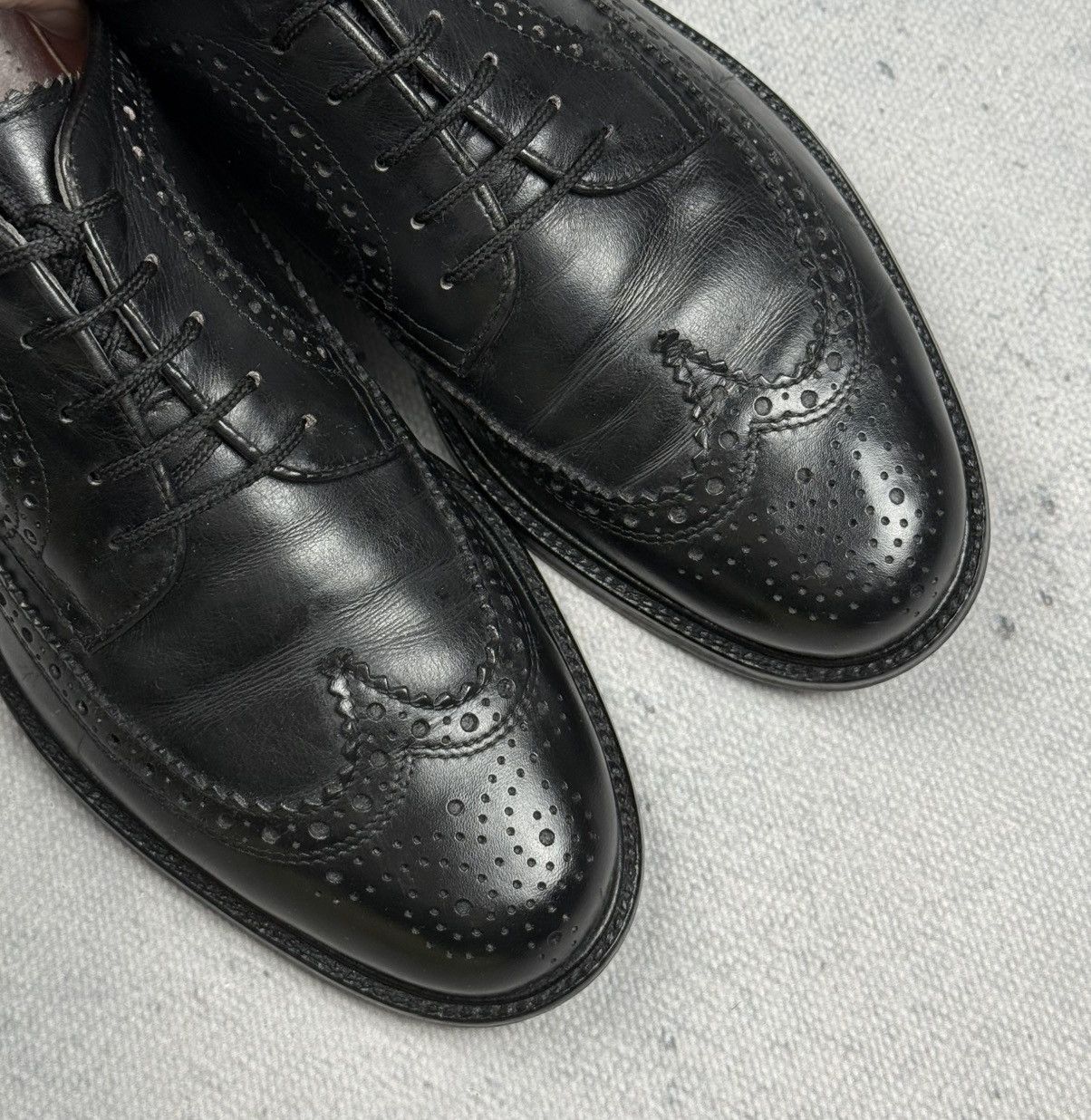 Bally Bally Black Italy Leather Wingtip Brogue Derby Shoes Size 43 Size US 10 / EU 43 - 10 Thumbnail