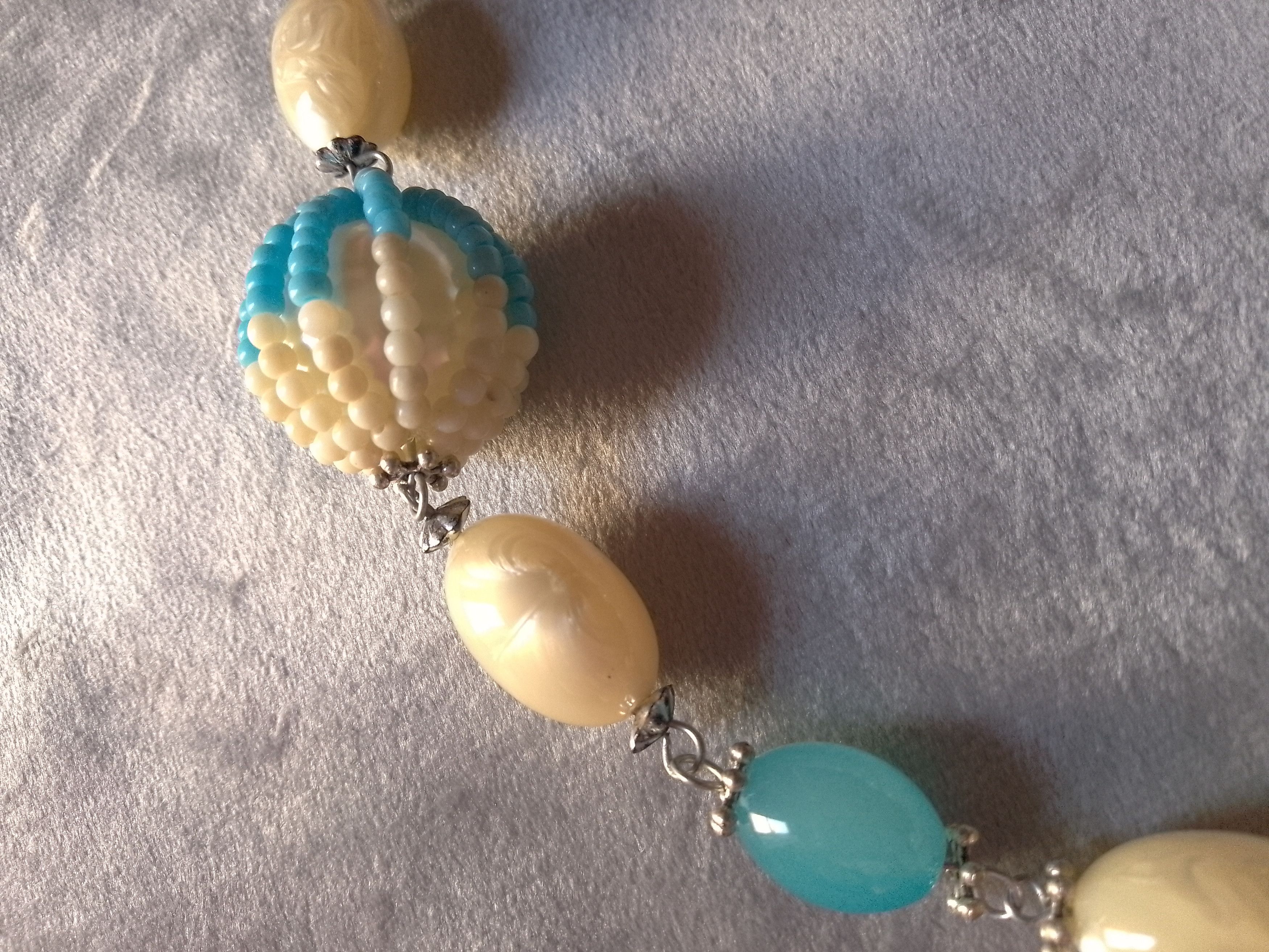 Handmade Necklace Vintage Pearls Blue Crystal+ Coated Pearls Size ONE SIZE - 5 Thumbnail
