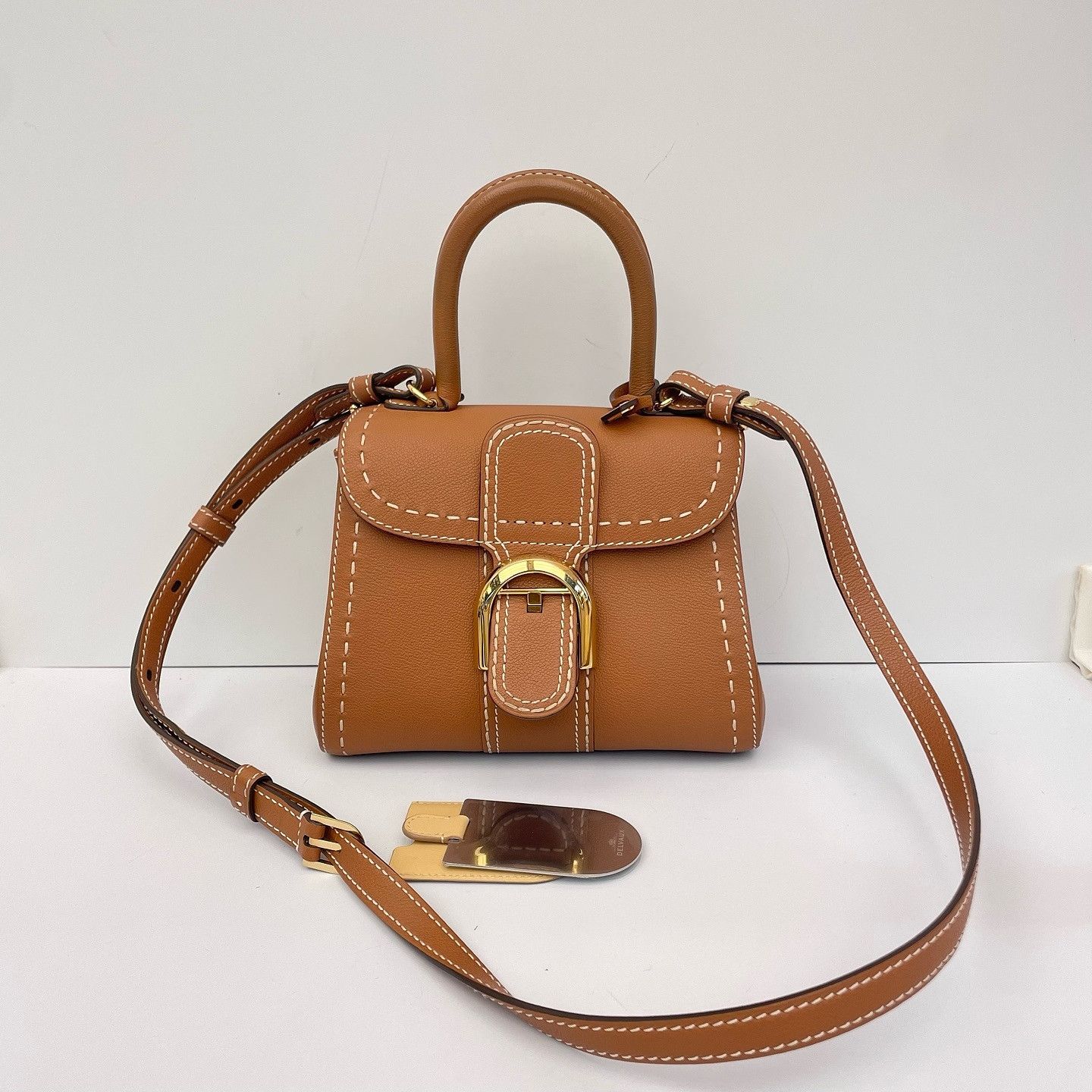 Delvaux Delvaux Brillant Mini Leather Handle Bag Caramel Size ONE SIZE - 1 Thumbnail