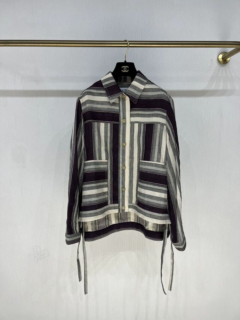 Loewe LOEWE Striped linen shirt jacket Size 4XL / US 24-26 - 1 Thumbnail