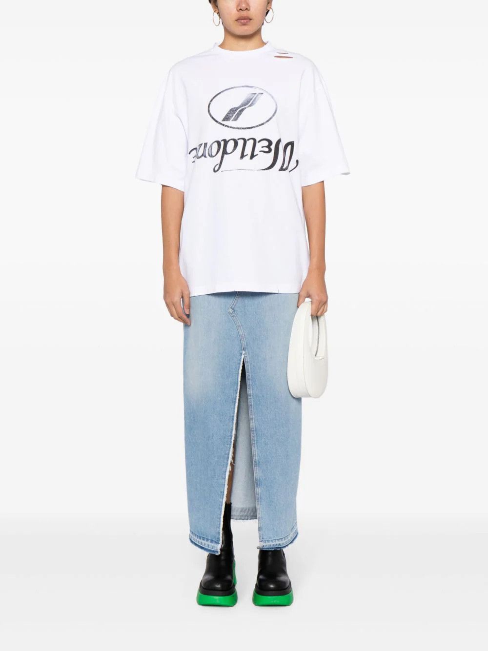 WE11DONE o1mris0824 Reverse Logo T-Shirt in White Size US XS / EU 42 / 0 - 8 Thumbnail