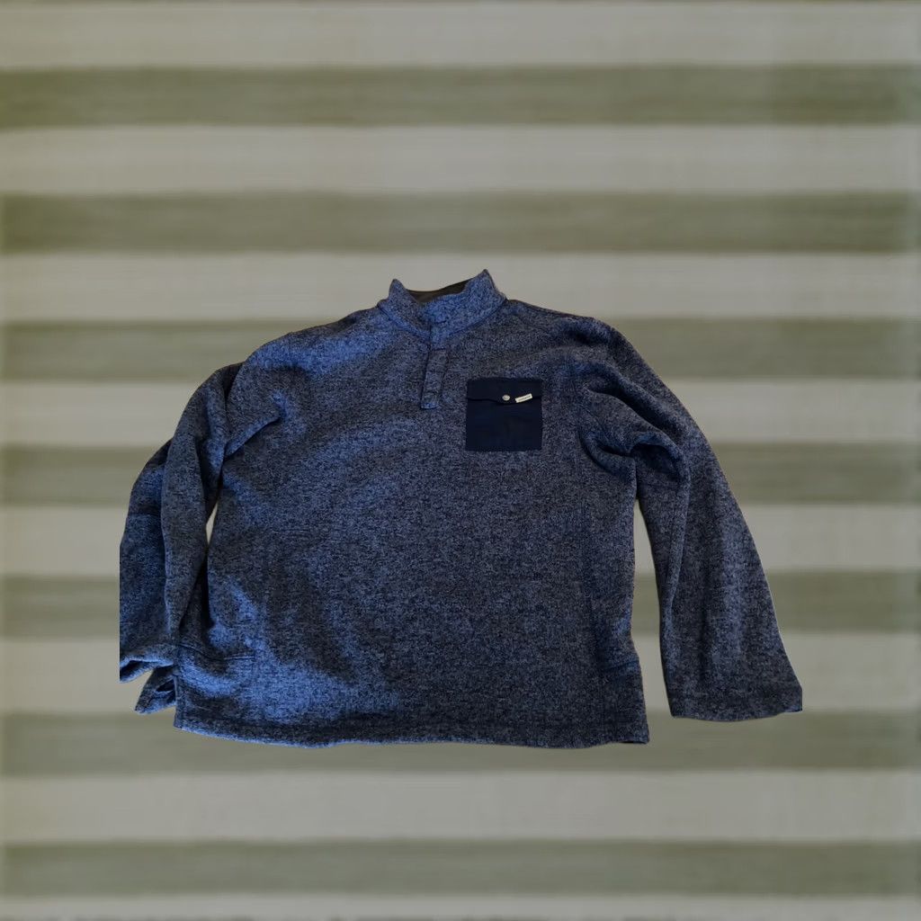 Vintage Woolrich Pullover Sweater XL Men Blue Mock Neck 1/4 Snap Button Pocket VTG Size US XL / EU 56 / 4 - 1 Thumbnail