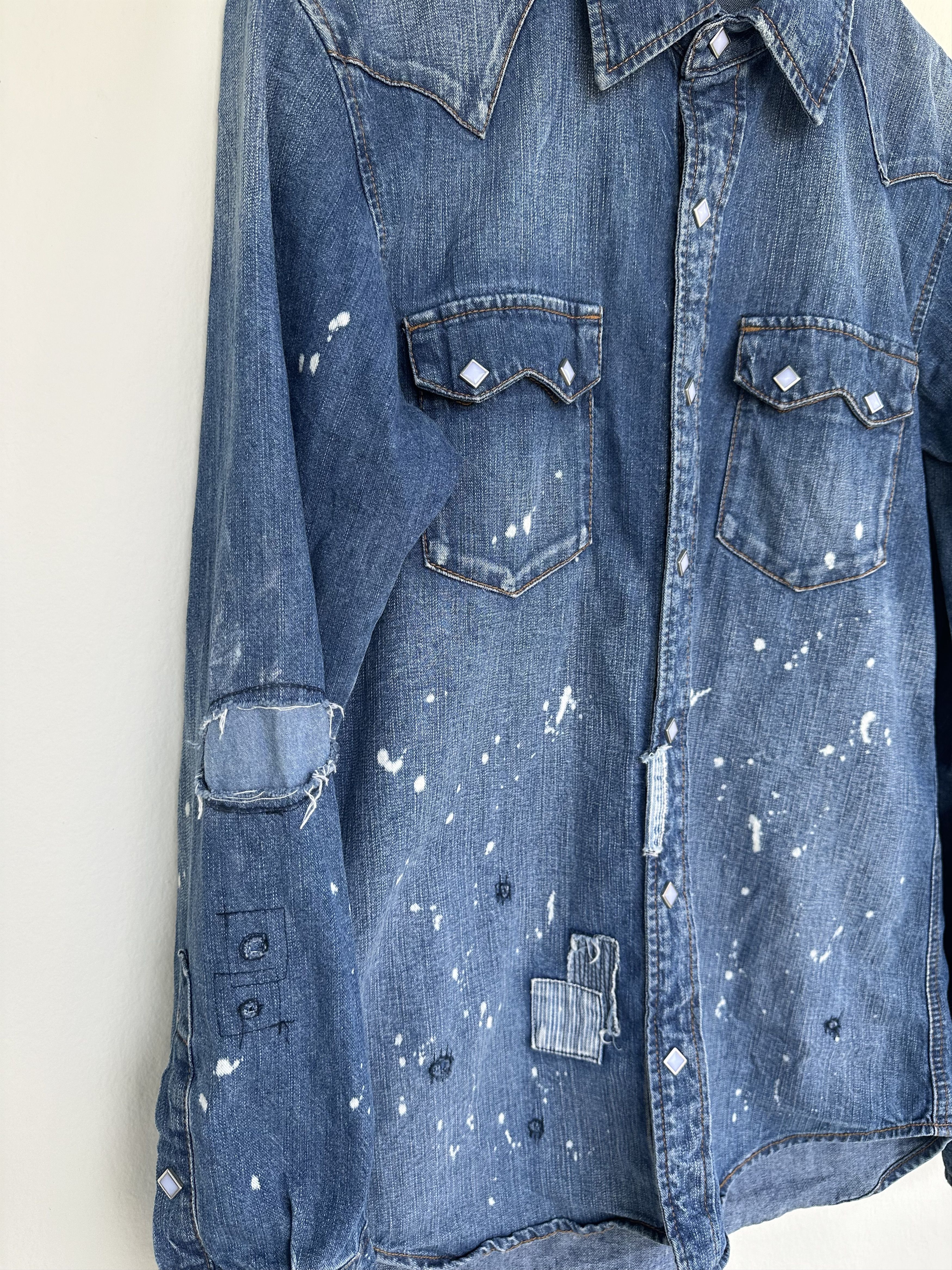 Takeo Kikuchi Vintage TK Paint Splatter Patchwork Western Shirt Size US L / EU 52-54 / 3 - 8 Thumbnail