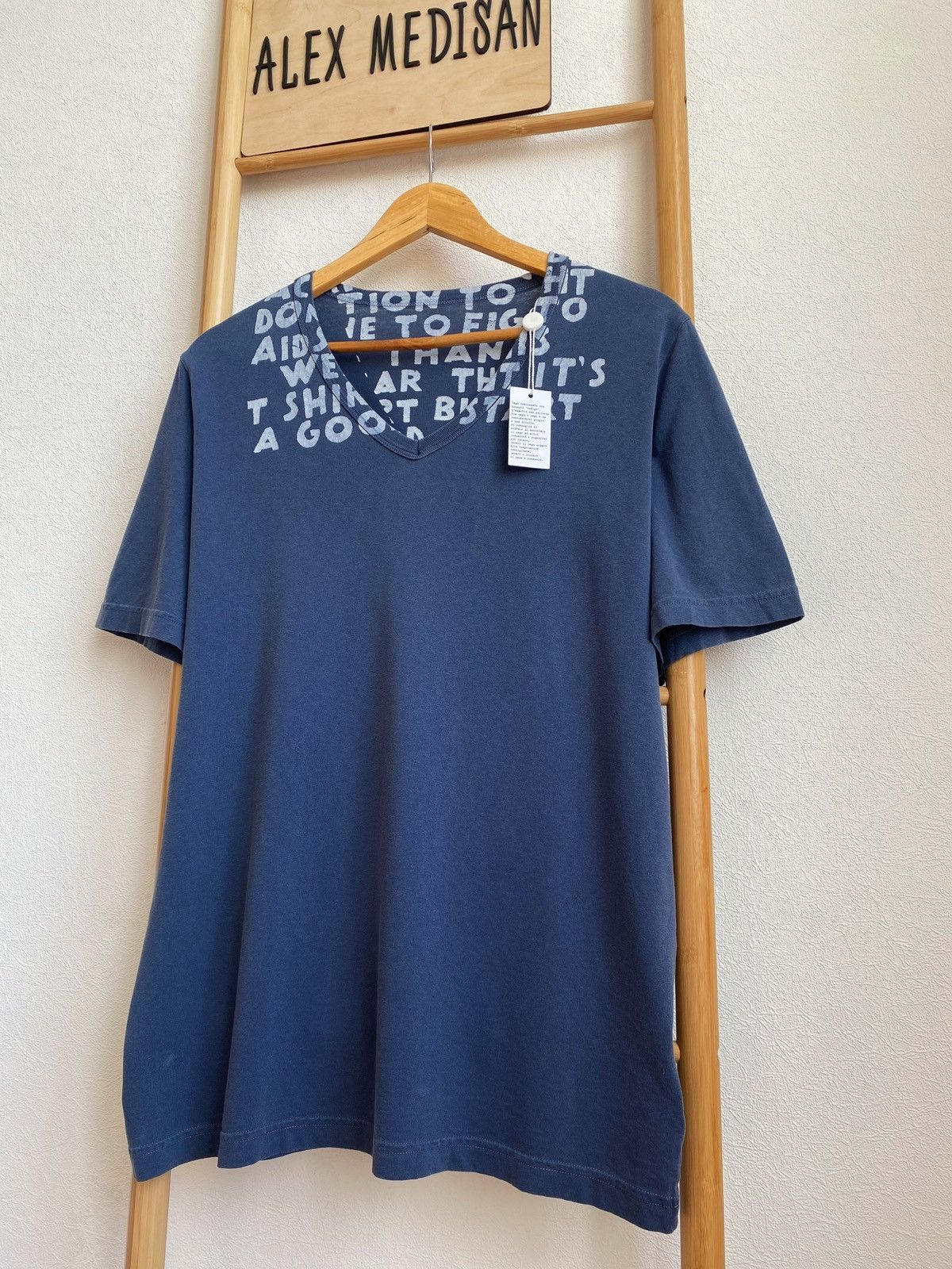 Maison Margiela MAISON MARTIN MARGIELA AIDS garment dyed v- neck t-shirt Size US M / EU 48-50 / 2 - 17 Thumbnail