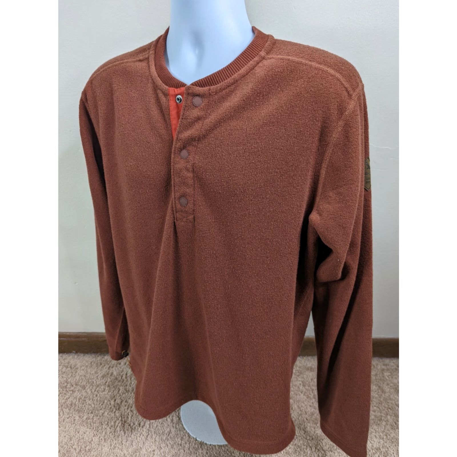 Eddie Bauer Eddie Bauer Sweatshirt Henley Men's M 3 Snap Terry Cloth Rust Orange Sweatshirt Mens"} Size US M / EU 48-50 / 2 - 4 Thumbnail