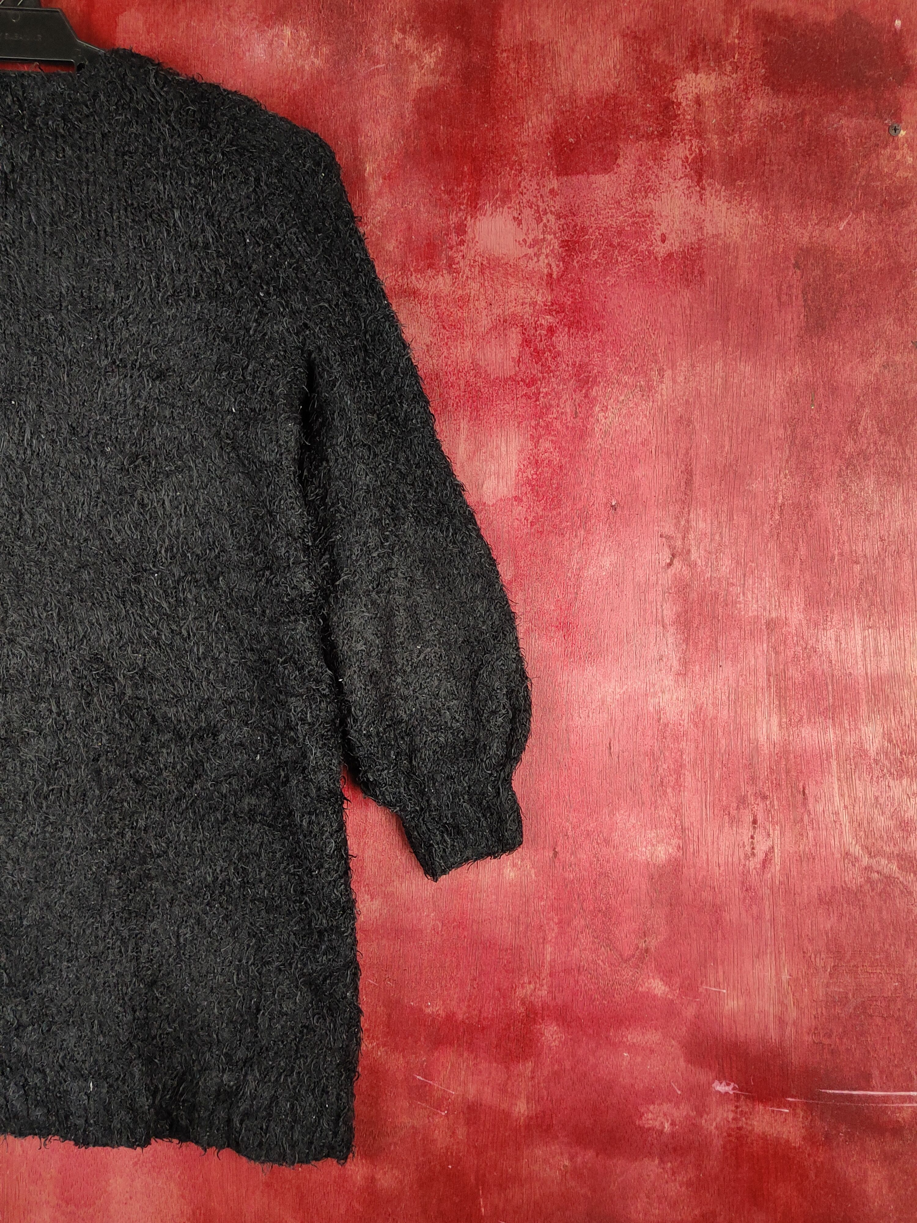 GU GU Black Shag Shaggy Fur Mohair Knitwear #S2161 Size S / US 4 / IT 40 - 9 Thumbnail